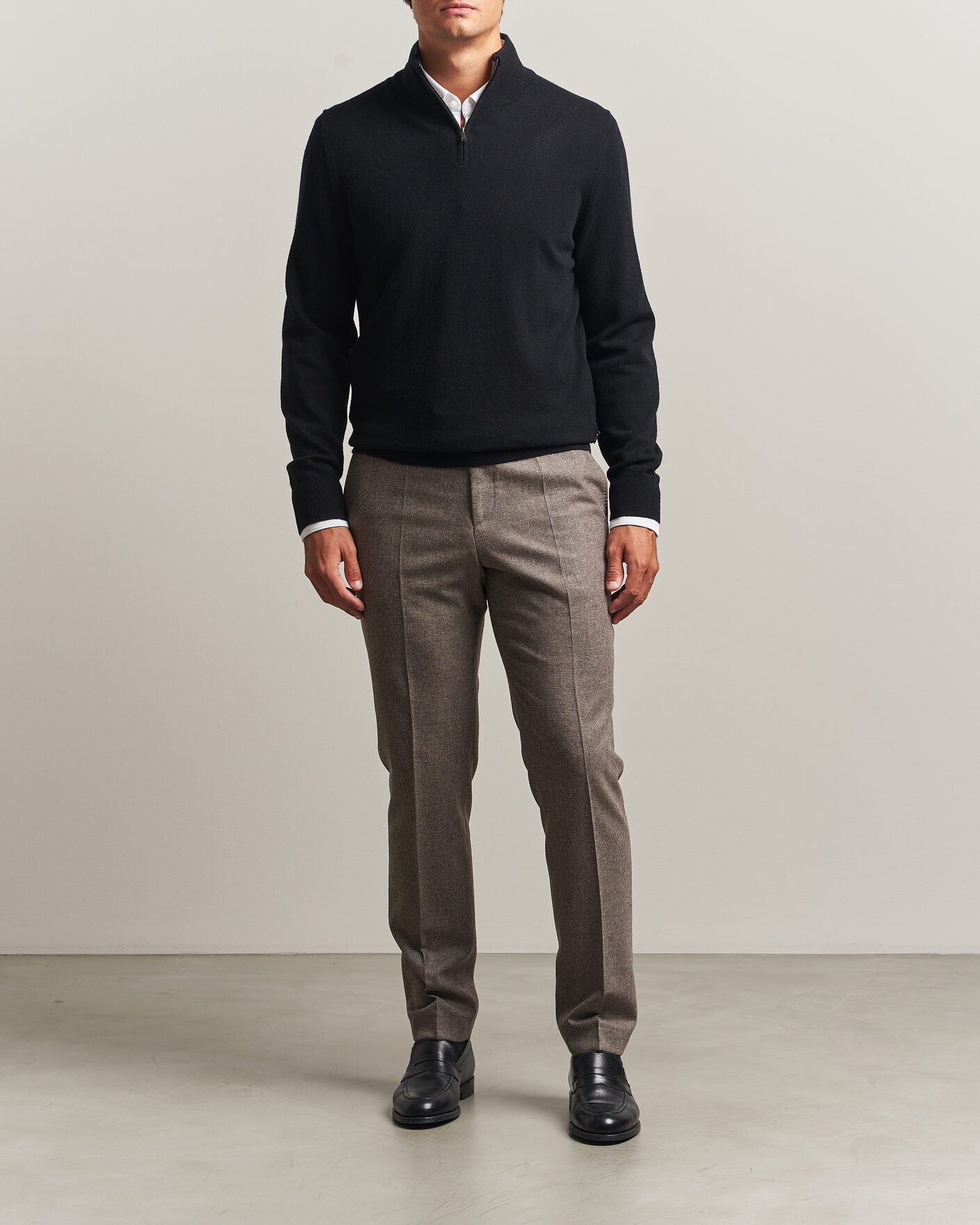 Herren | Pullover | BOSS BLACK | Hemarlo Wool/Cashmere Half Zip Black