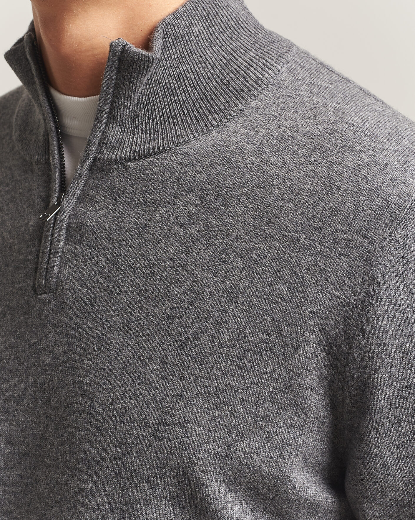 Herren | Pullover | BOSS BLACK | Hemarlo Wool/Cashmere Half Zip Medium Grey