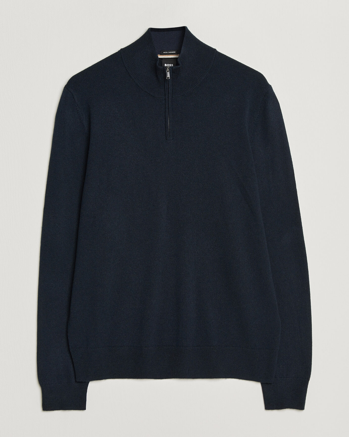 Herren | Pullover | BOSS BLACK | Hemarlo Wool/Cashmere Half Zip Dark Blue