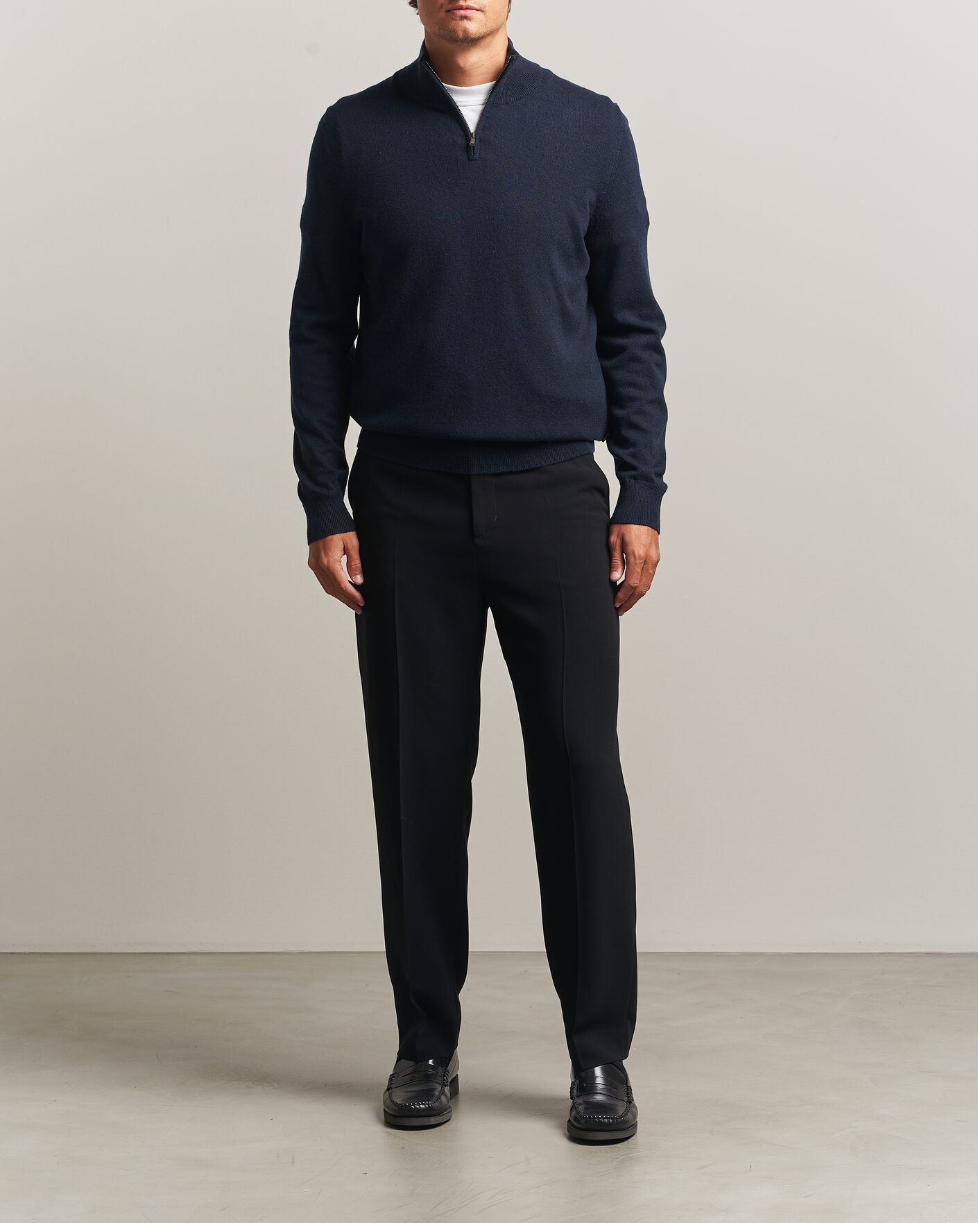Herren | Pullover | BOSS BLACK | Hemarlo Wool/Cashmere Half Zip Dark Blue