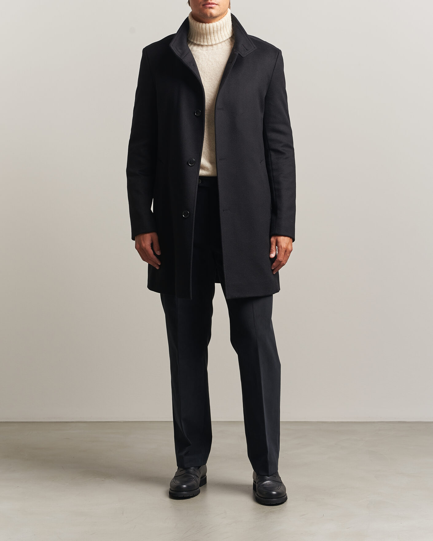 Herren | Jacken | BOSS BLACK | Hyde Wool Stand Up Collar Coat Black