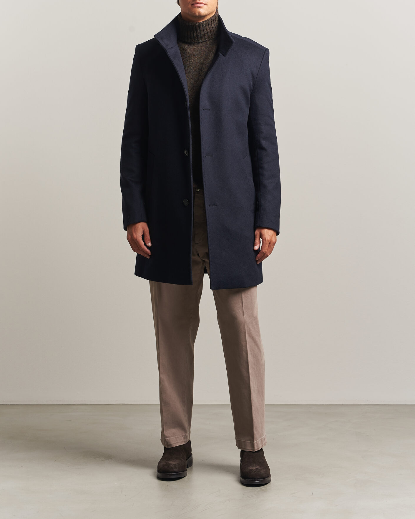Herren | Jacken | BOSS BLACK | Hyde Wool Stand Up Collar Coat Dark Blue