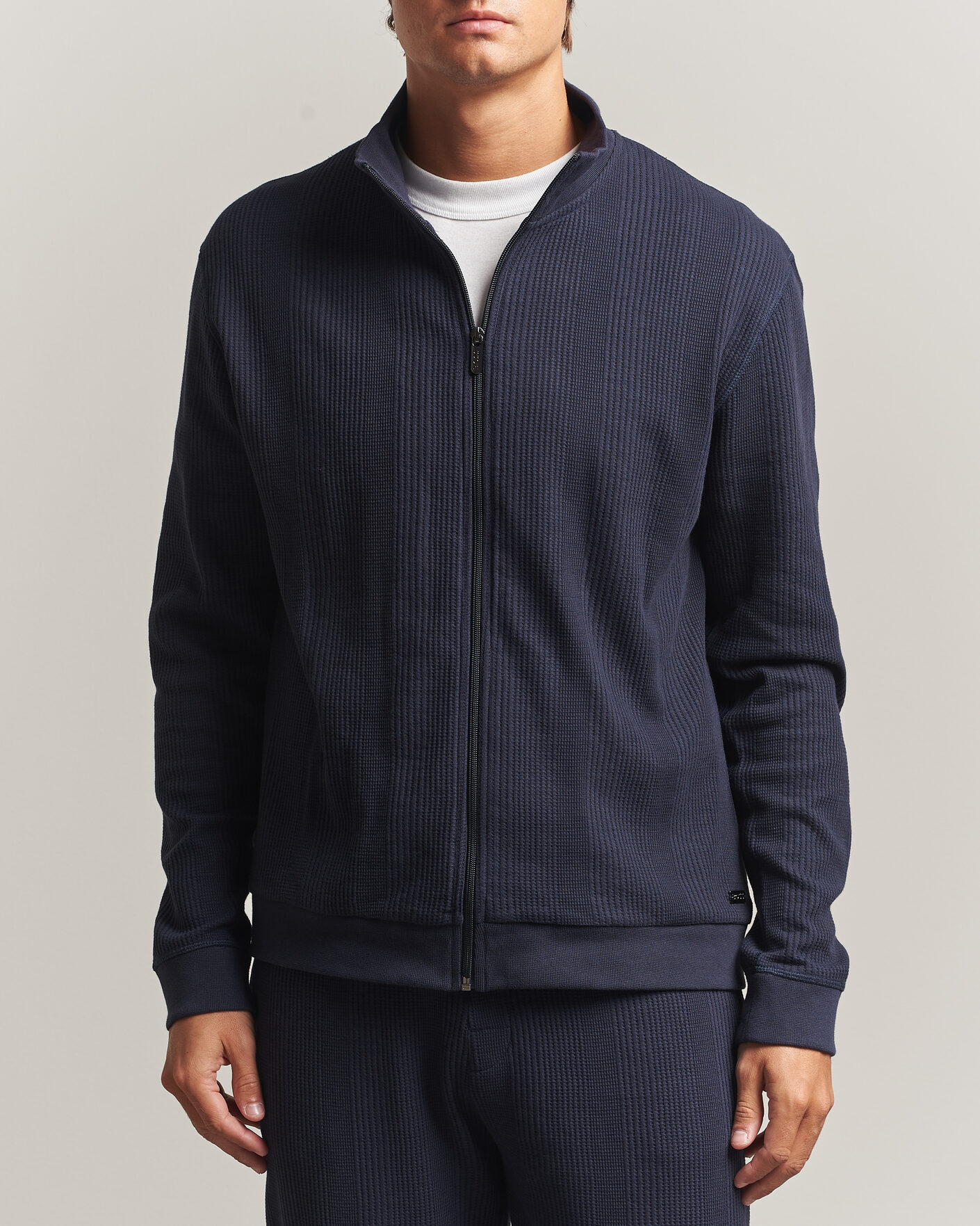 Herren | Pullover | BOSS BLACK | Structured Loungewear Full Zip Dark Blue