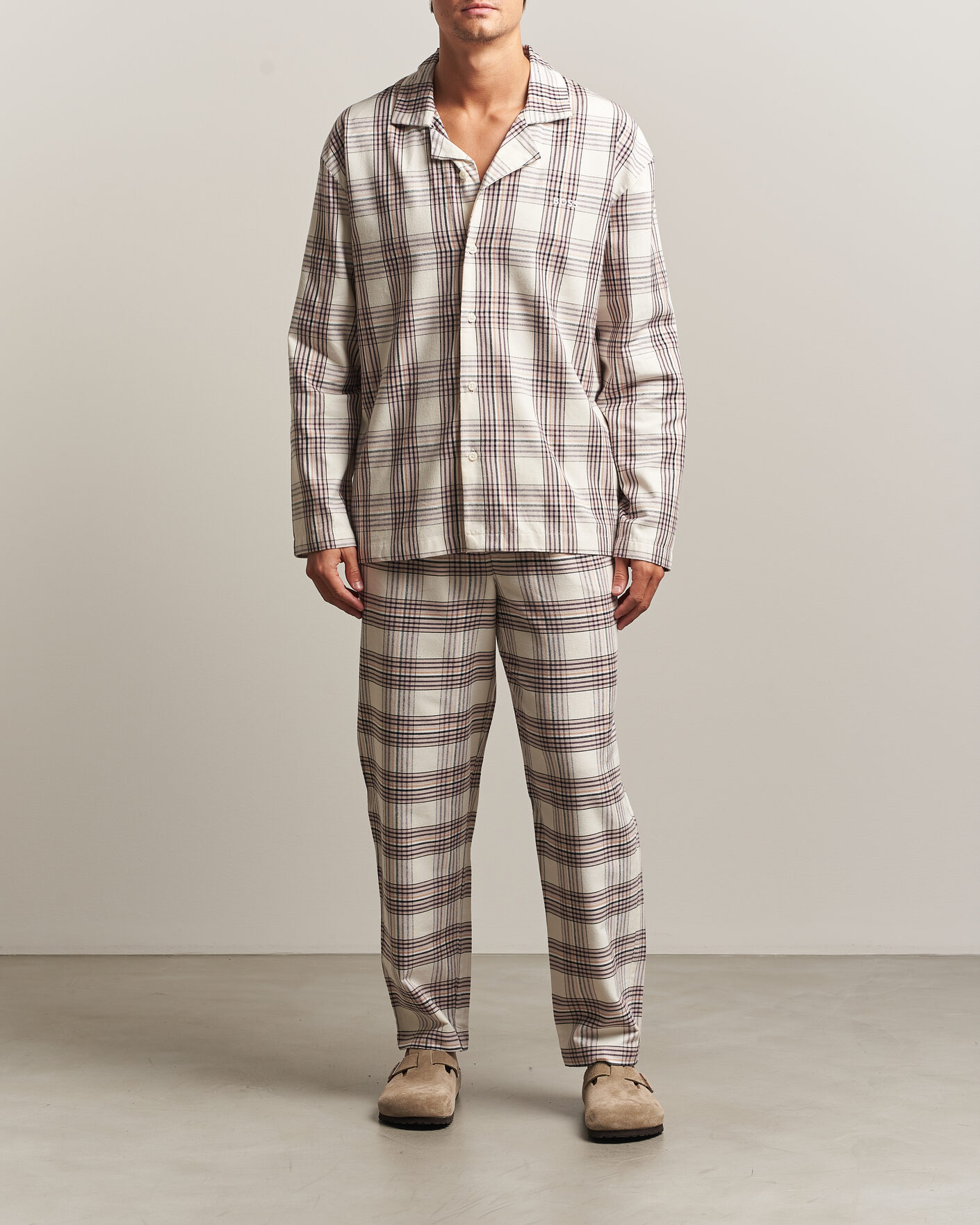 Herren | Schlafanzüge & Bademäntel | BOSS BLACK | Checked Flannel Pyjama Set Open White