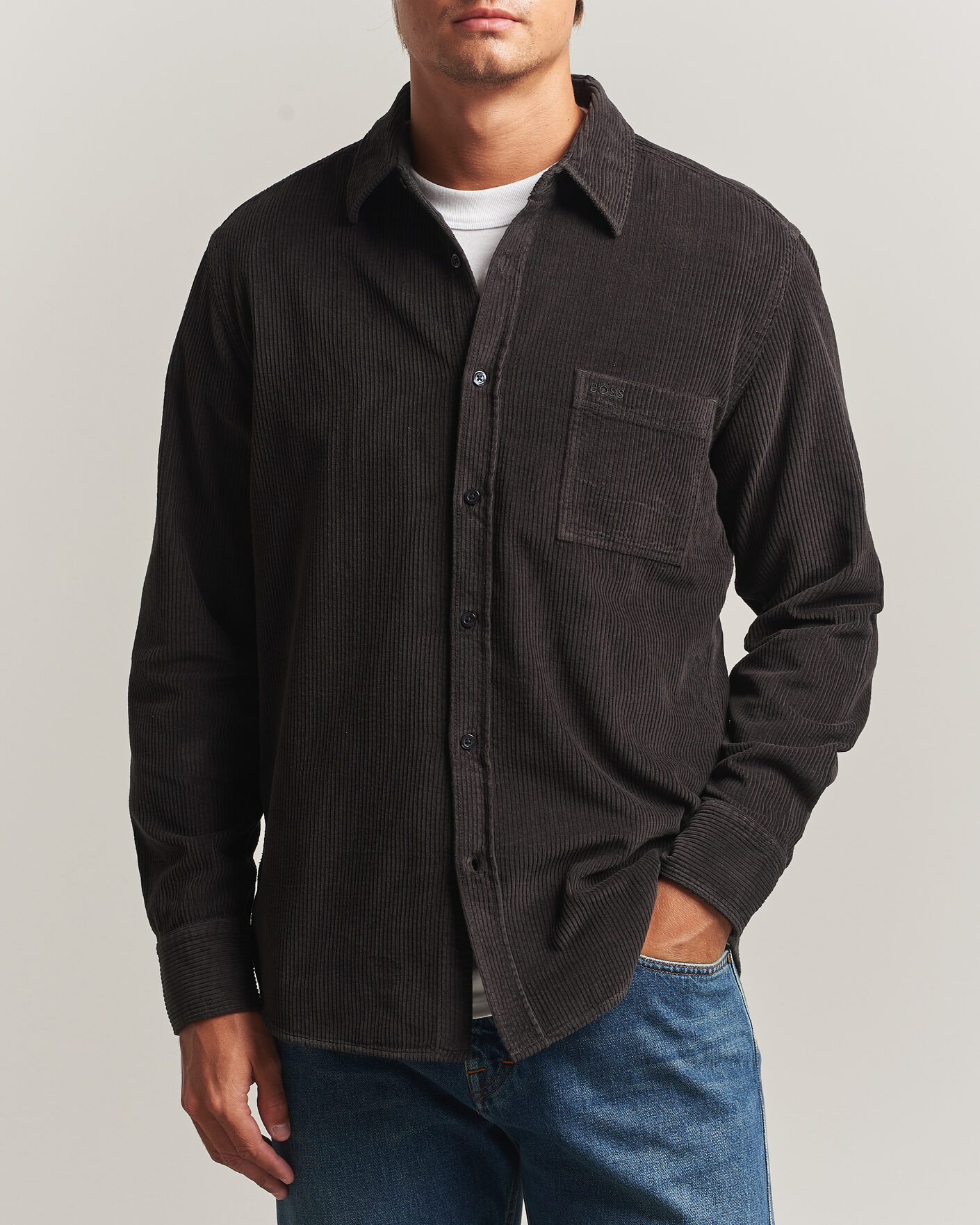 Herren | Hemden | BOSS ORANGE | Relegant Corduroy Shirt Black