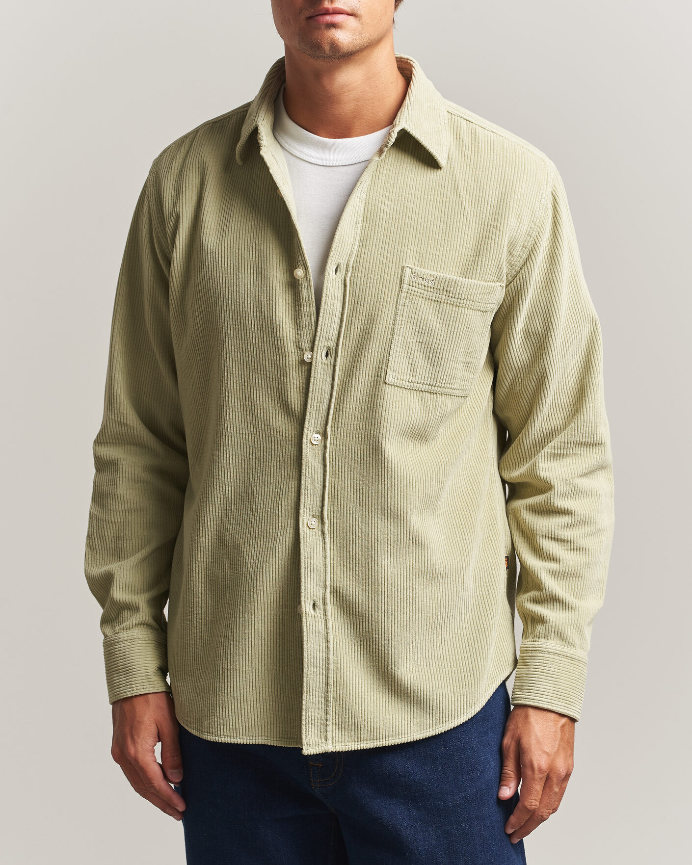 Herren | Hemden | BOSS ORANGE | Relegant Corduroy Shirt Open Green