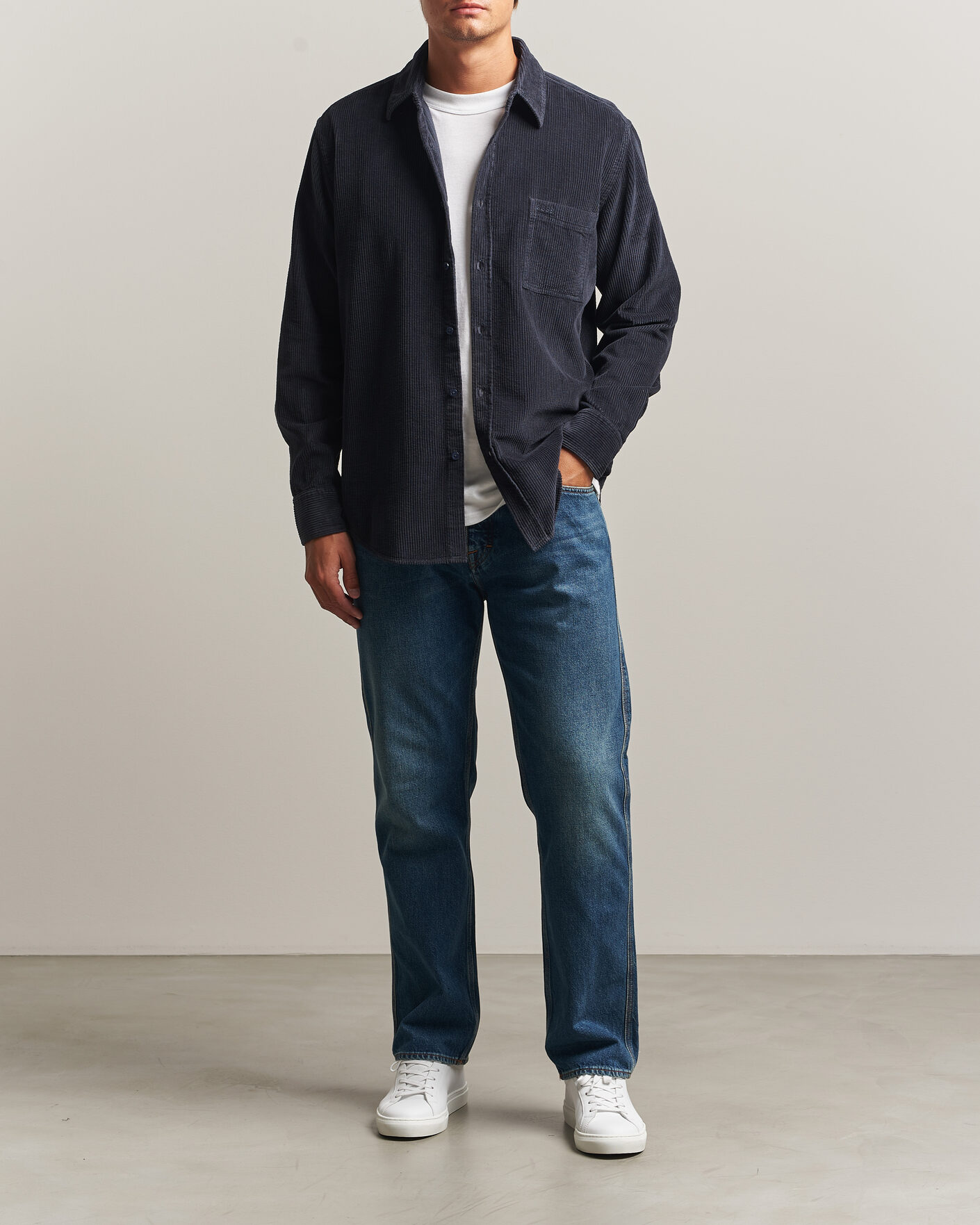 Herren | Hemden | BOSS ORANGE | Relegant Corduroy Shirt Dark Blue