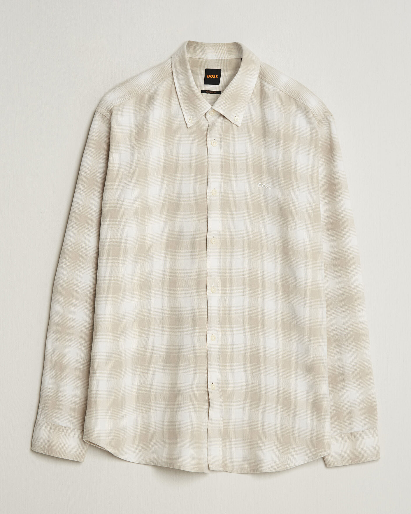Herren | Hemden | BOSS ORANGE | Rickert Brushed Cotton Checked Shirt Light Beige