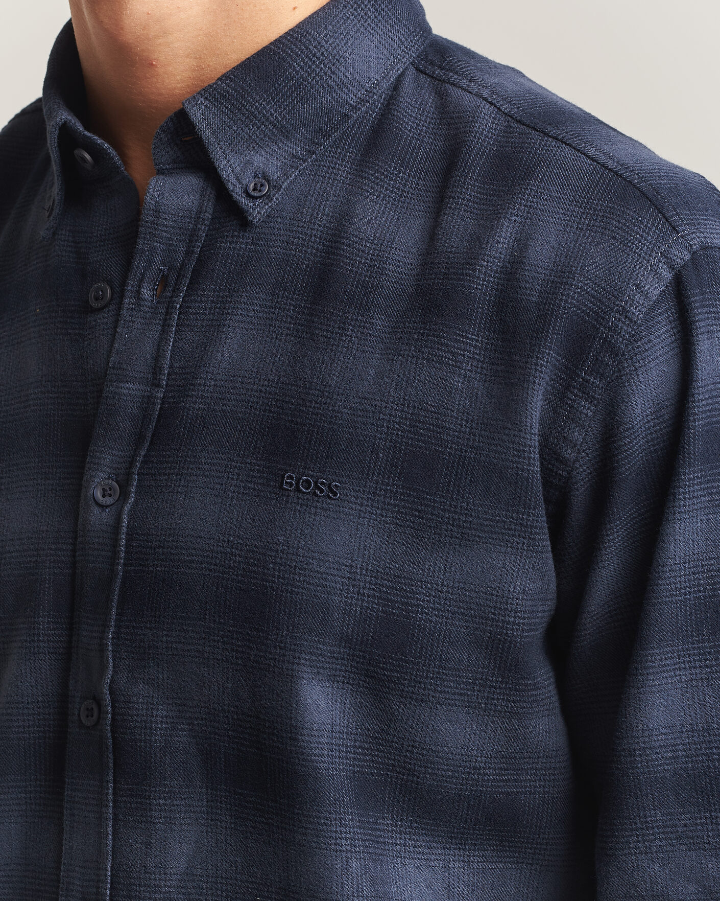 Herren | Hemden | BOSS ORANGE | Rickert Brushed Cotton Checked Shirt Dark Blue