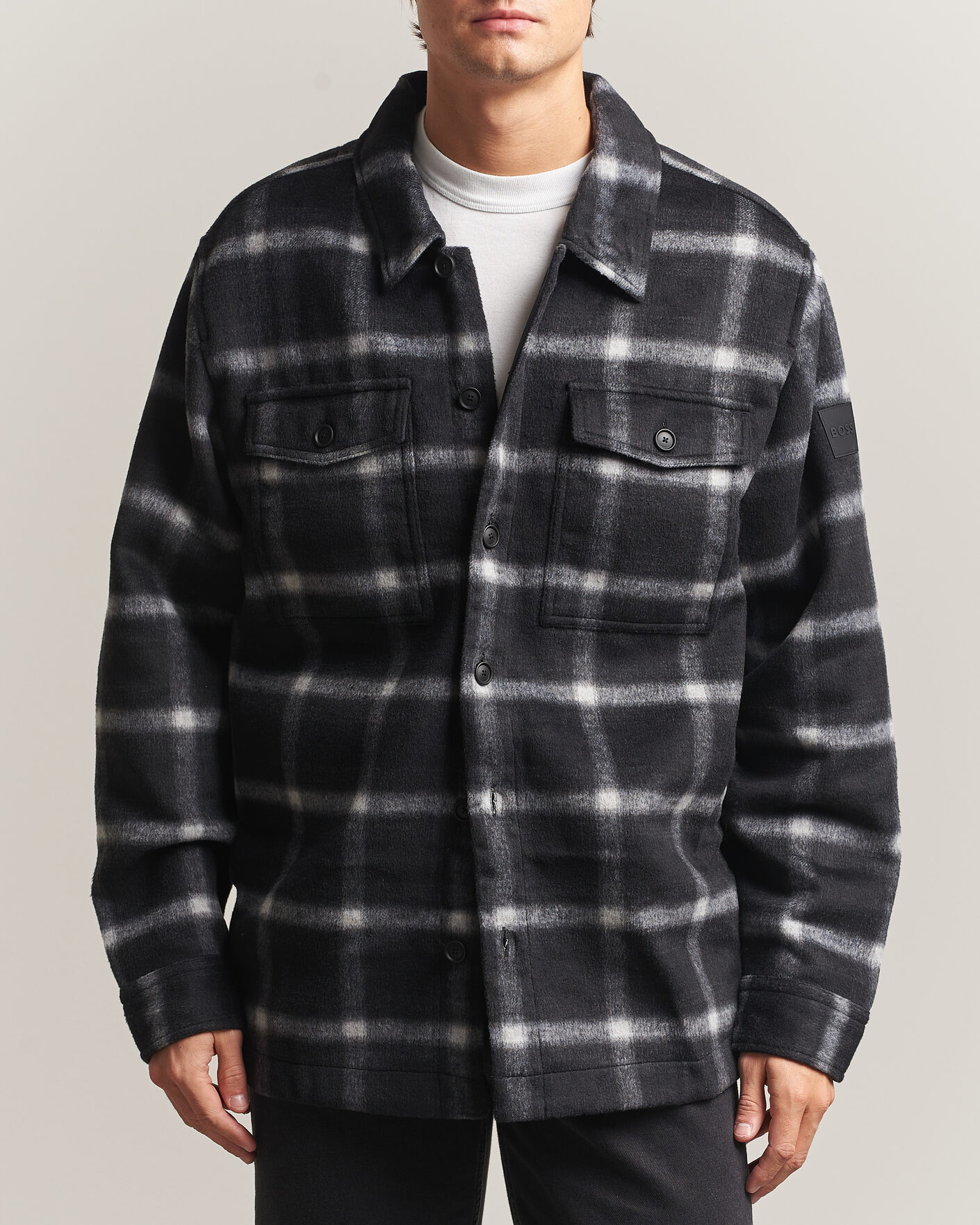Herren | Jacken | BOSS ORANGE | Losky Flannel Checked Overshirt Black
