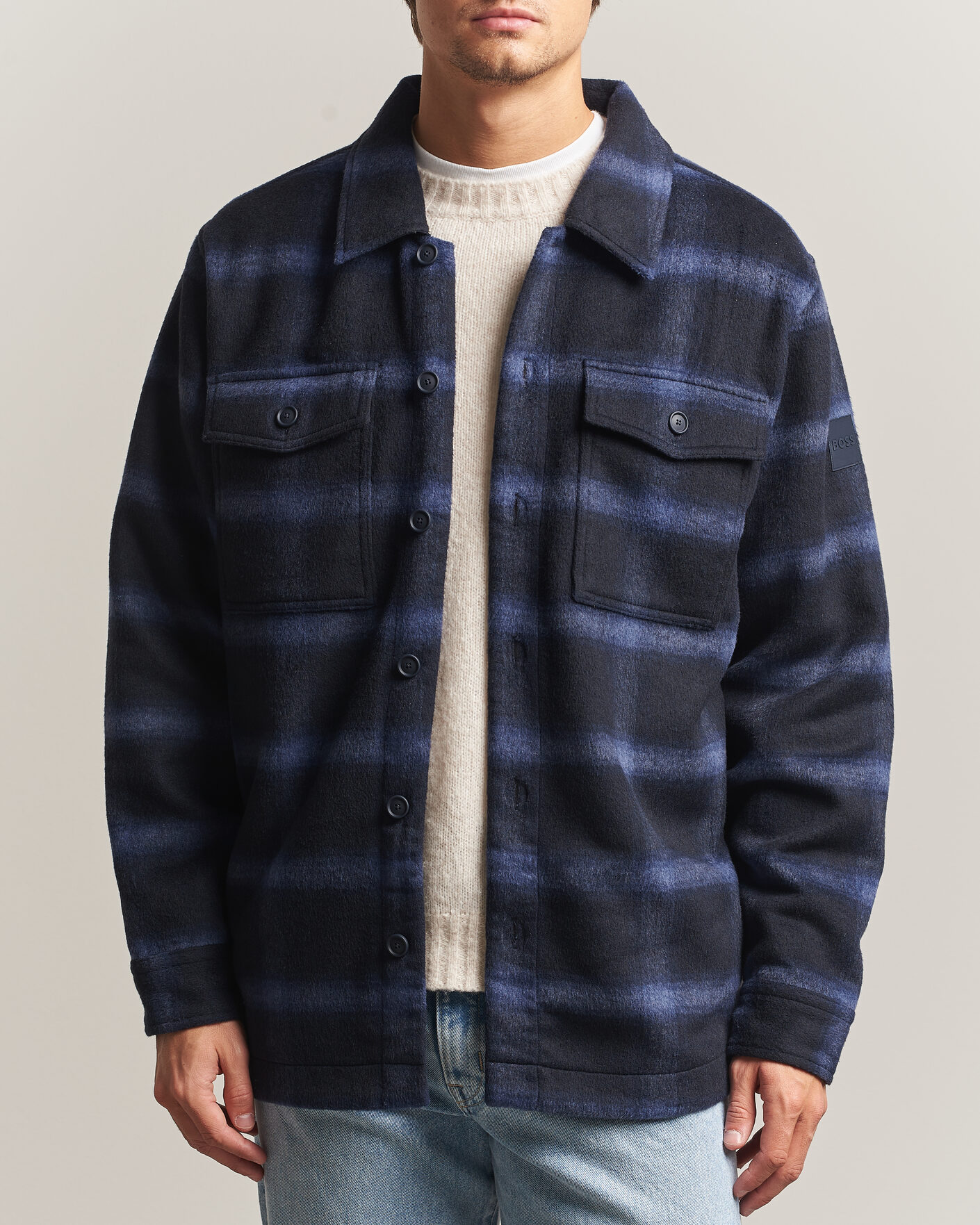 Herren | Jacken | BOSS ORANGE | Losky Flannel Checked Overshirt Dark Blue