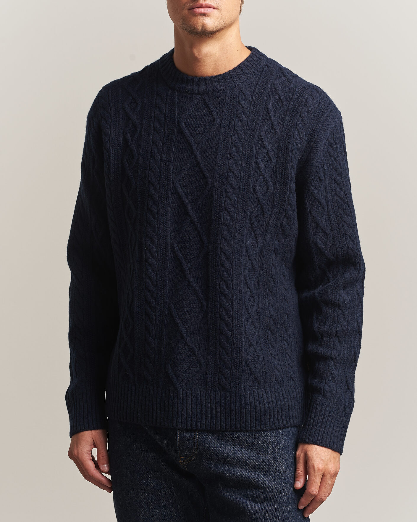 Herren | Pullover | BOSS ORANGE | Atreccio Wool Structured Knitted Sweater Dark Blue