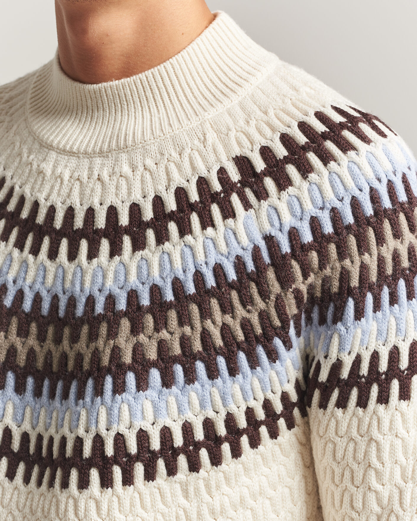 Herren | Pullover | BOSS BLACK | Fiotto Wool Fairisle Sweater Open White