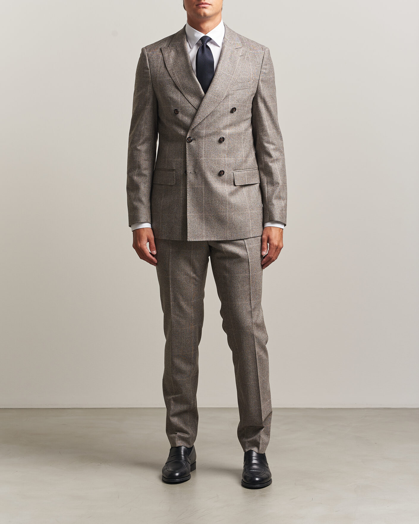 Herren | Anzüge | BOSS BLACK | Huge Wool Checked Double Breasted Suit Open Brown