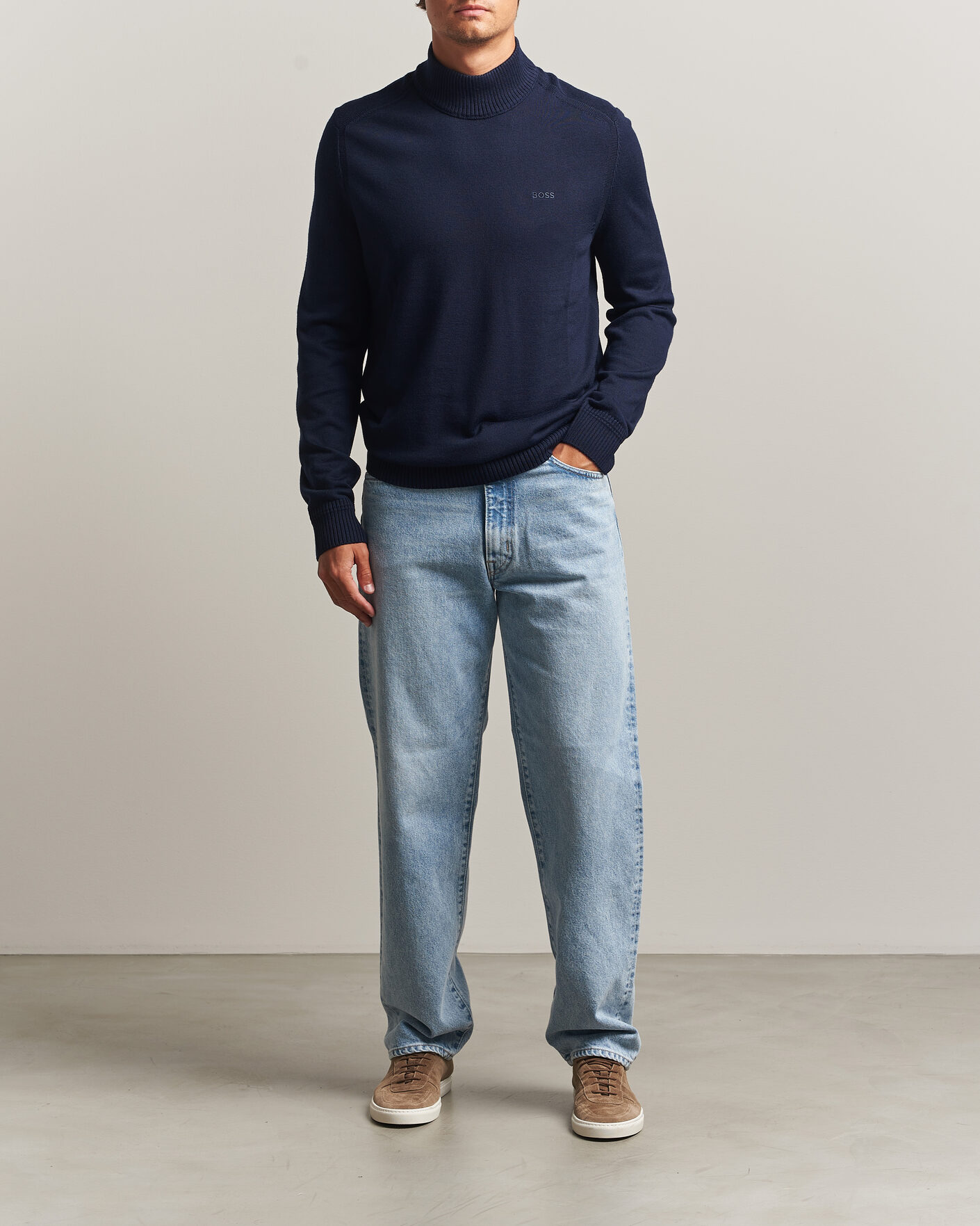 Herren | Pullover | BOSS ORANGE | Avac Knitted Turtleneck Dark Blue