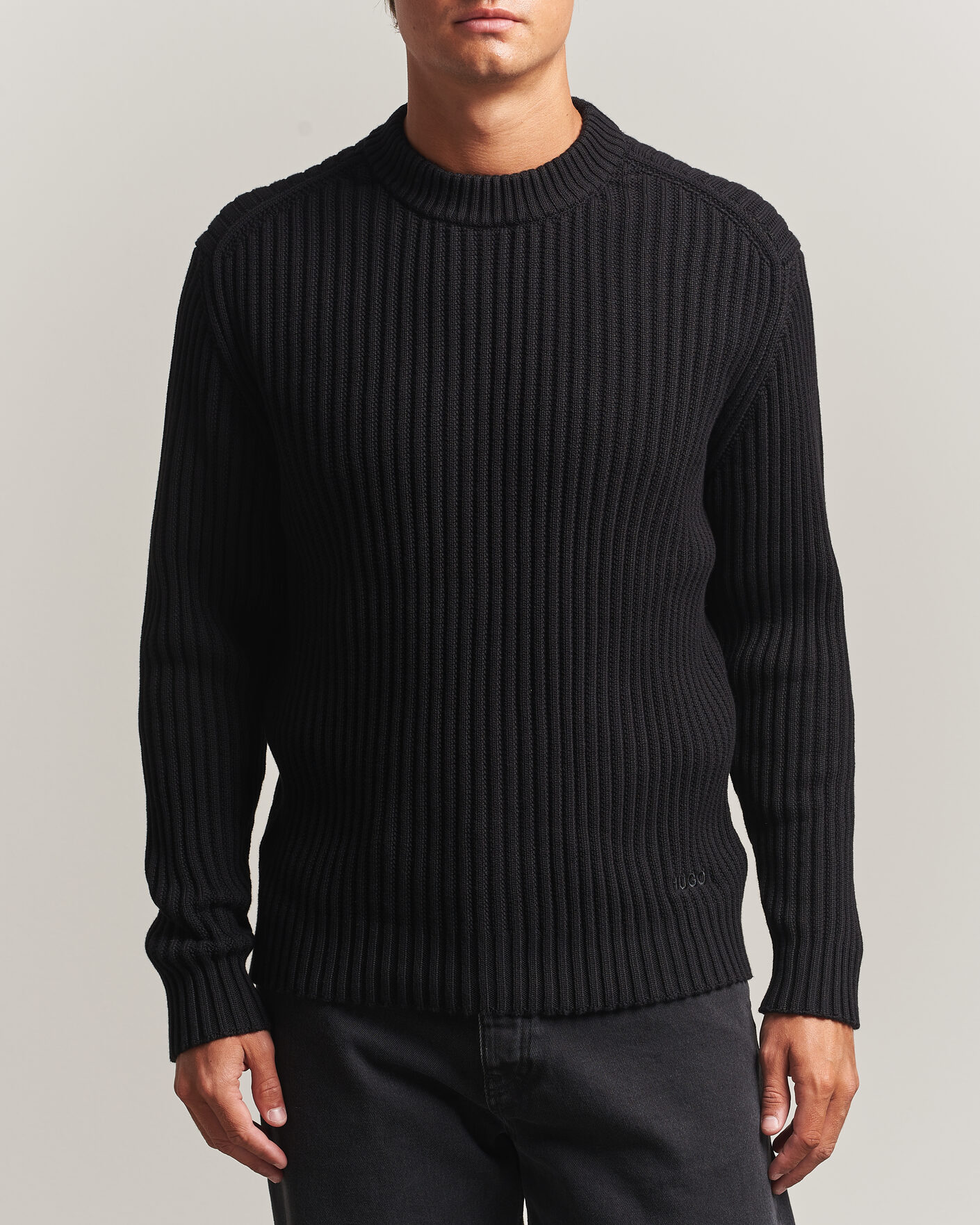 Herren | Pullover | HUGO | Sribban Cotton Knitted Sweater Black