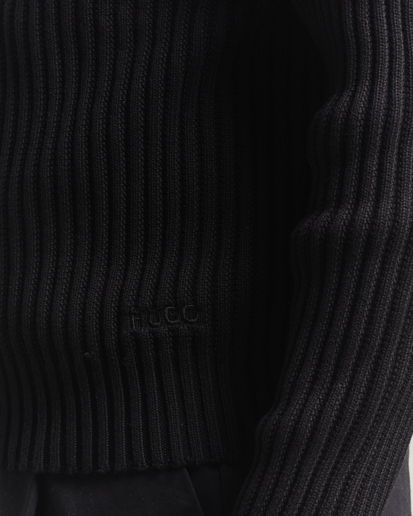 Herren | Pullover | HUGO | Srtithon Cotton Knitted Half Zip Black
