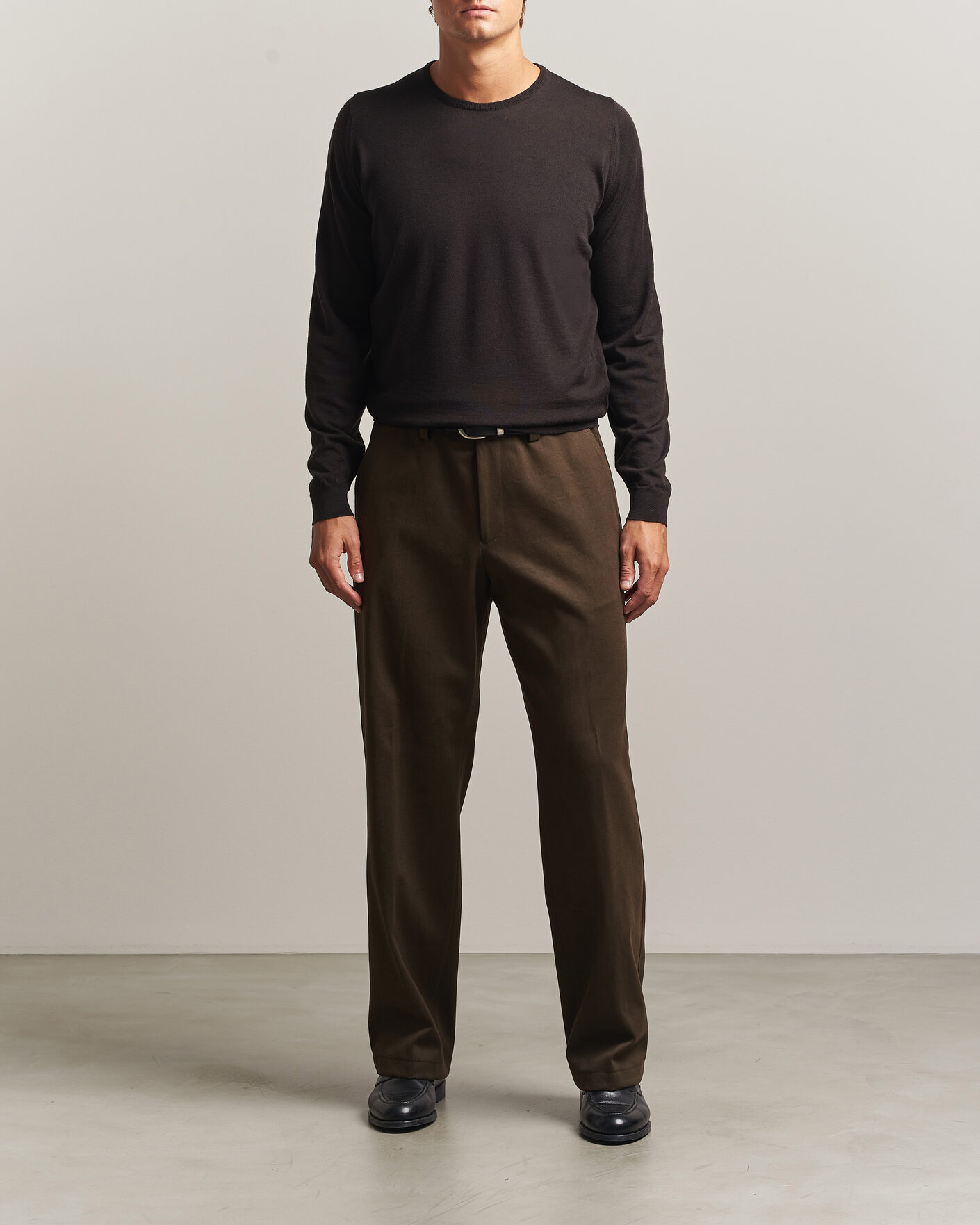 Herren | Hosen | BOSS CAMEL | Pave Brushed Cotton Pleated Trousers Open Green