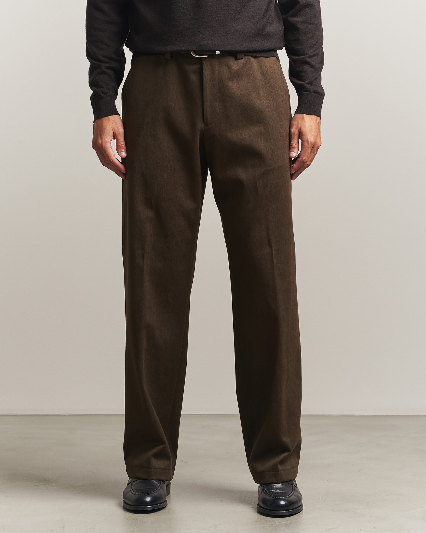 Herren | Hosen | BOSS CAMEL | Pave Brushed Cotton Pleated Trousers Open Green