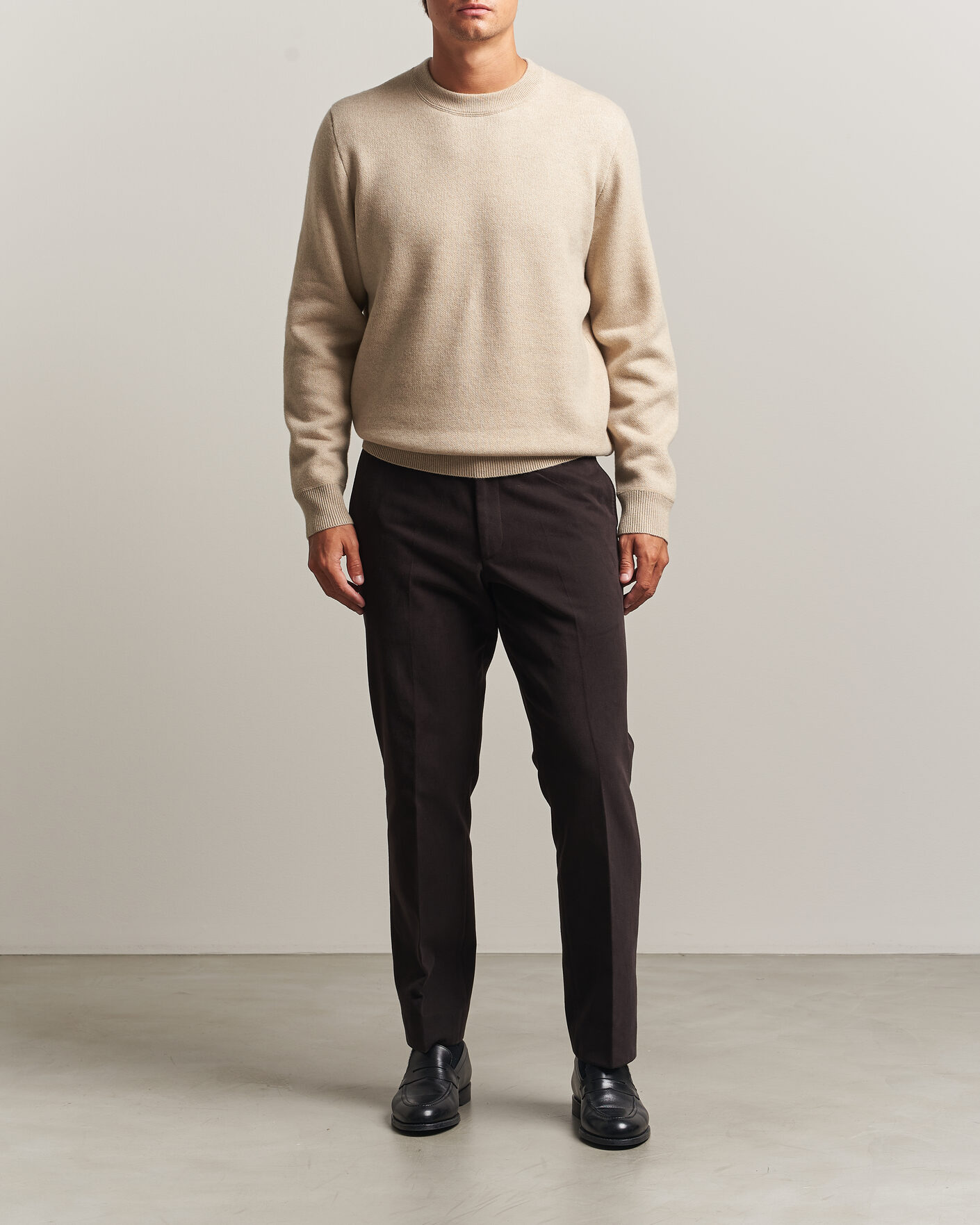 Herren | Pullover | BOSS CAMEL | Farrison Wool Knitted Sweater Light Beige