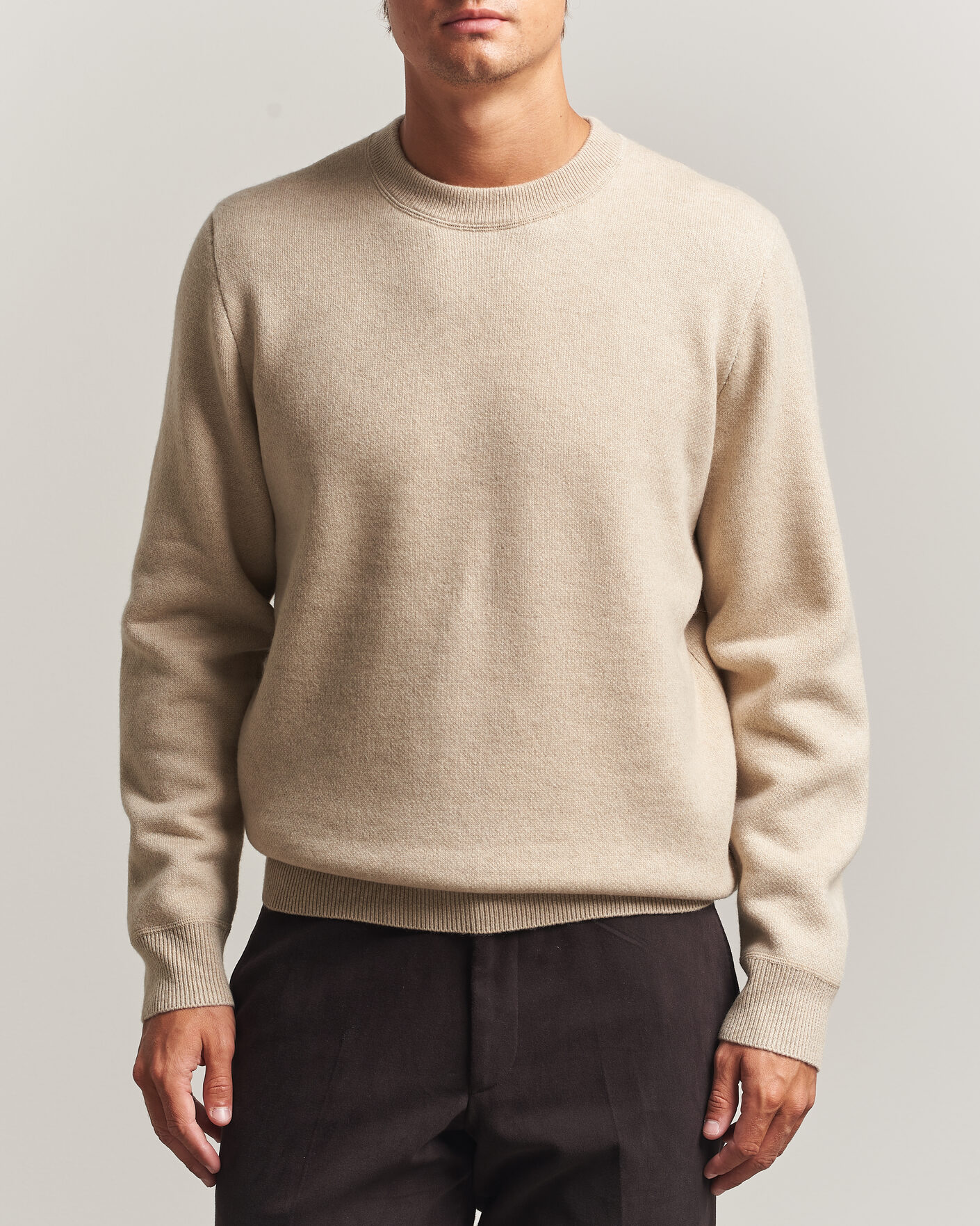 Herren | Pullover | BOSS CAMEL | Farrison Wool Knitted Sweater Light Beige