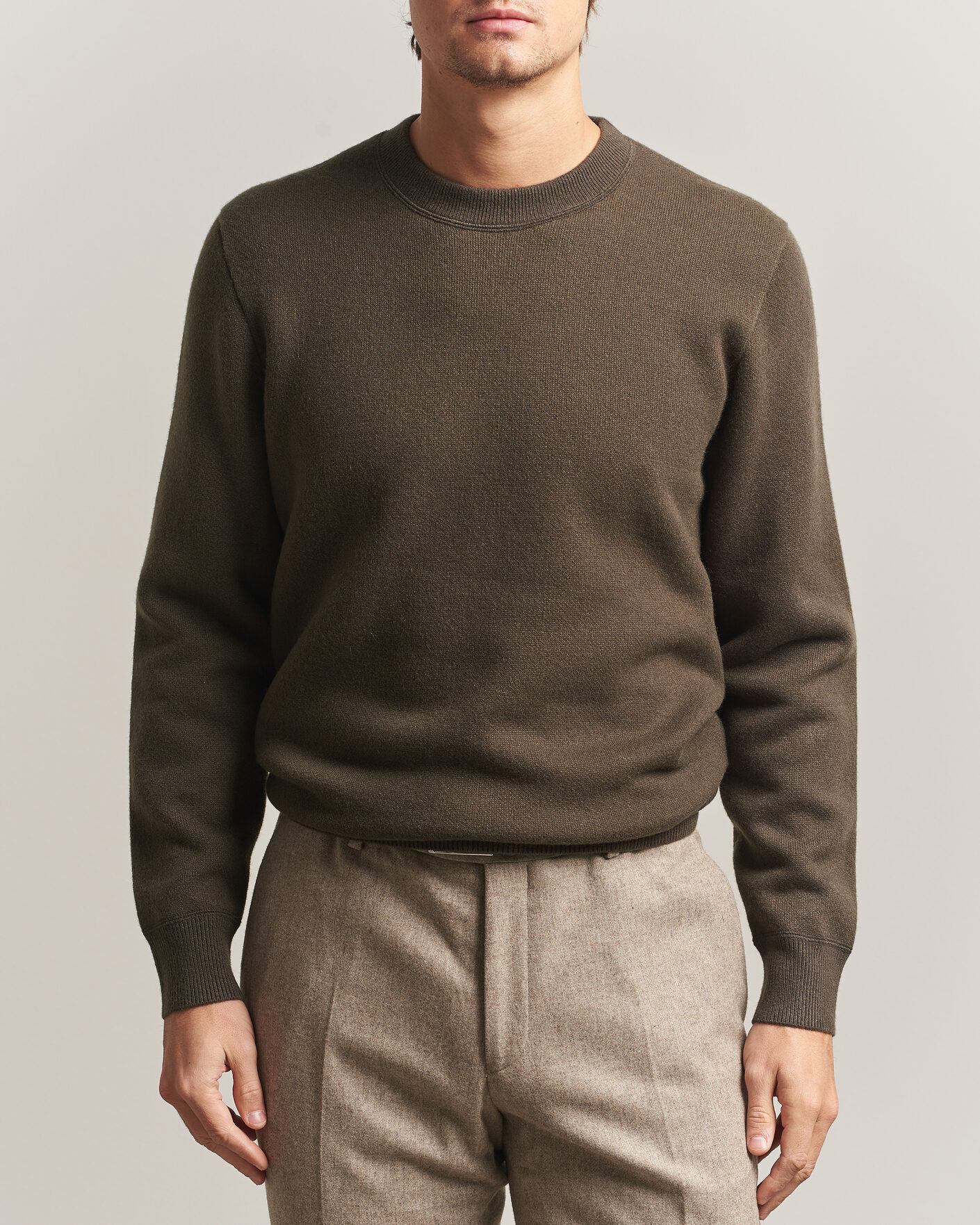 Herren | Pullover | BOSS CAMEL | Farrison Cashmere Knitted Sweater Open Green