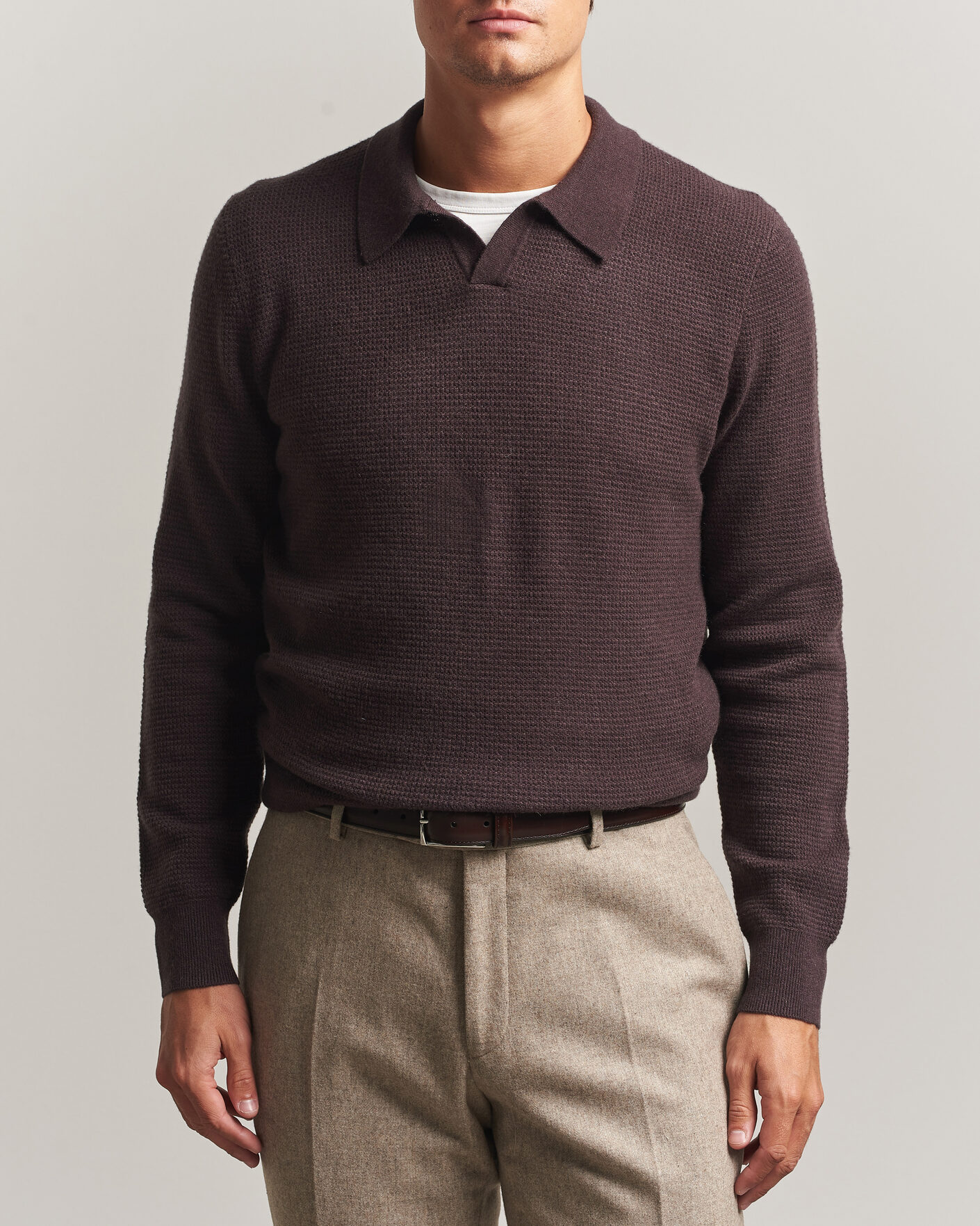 Herren | Pullover | BOSS CAMEL | Filo Wool Knitted Polo Open Brown