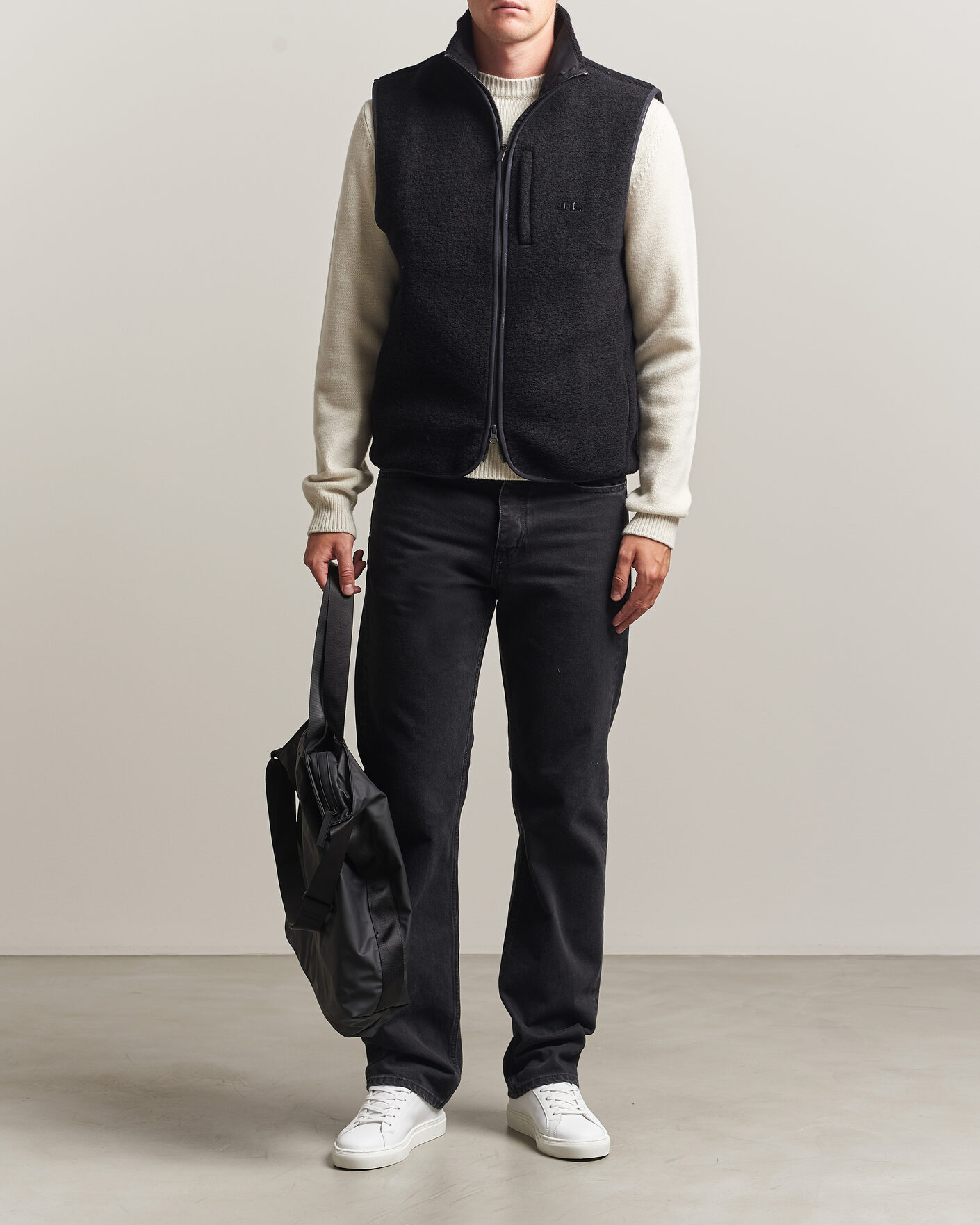 Herren | Westen | J.Lindeberg | Duncan Wool Fleece Vest Black