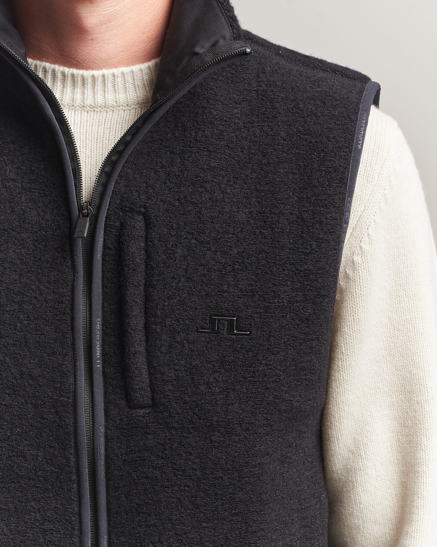 Herren | Westen | J.Lindeberg | Duncan Wool Fleece Vest Black