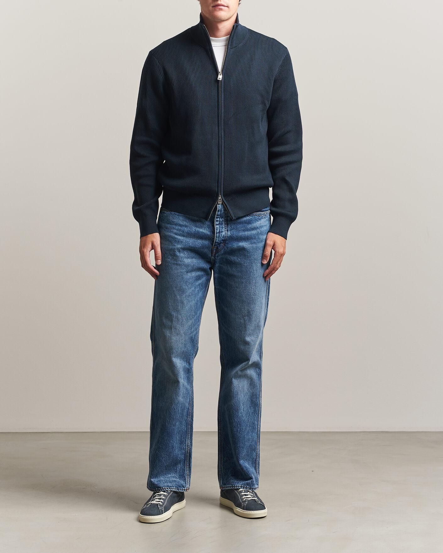 Herren | Pullover | J.Lindeberg | Alexis Cotton Full Zip JL Navy