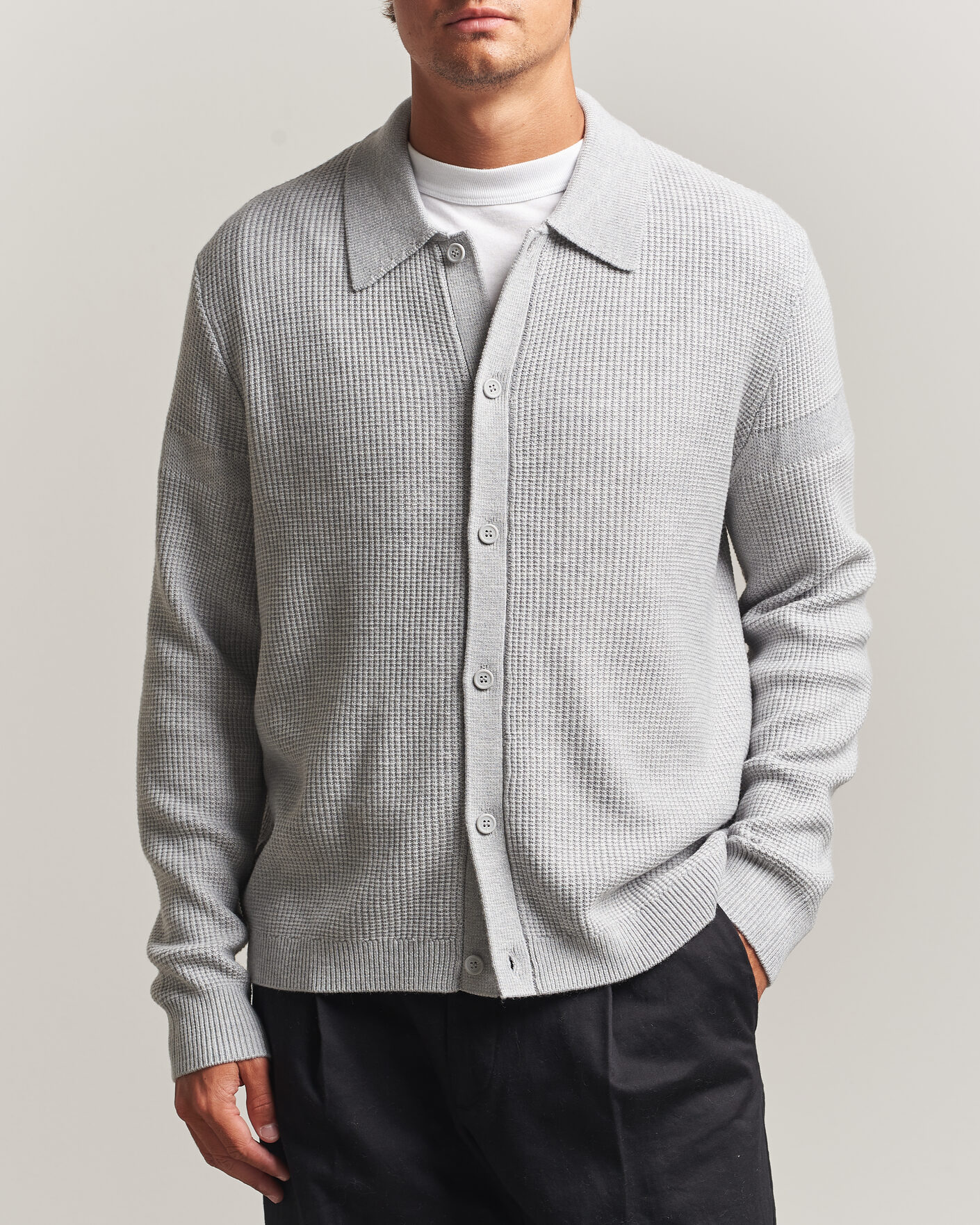 Herren | Pullover | J.Lindeberg | Willem Knitted Cardigan Light Grey Melange