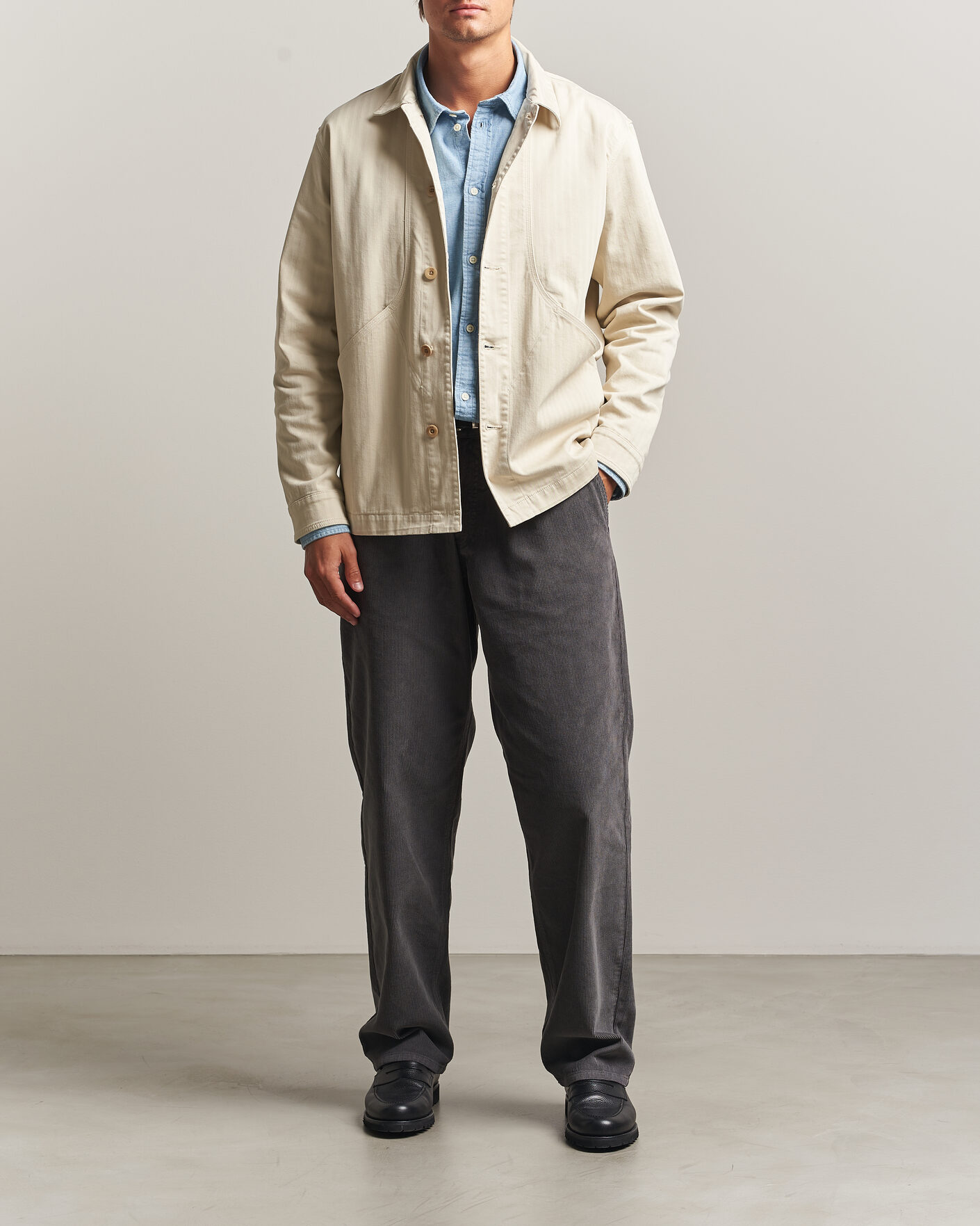 Herren | Hemden | Forét | Berry Herringbone Overshirt Oat