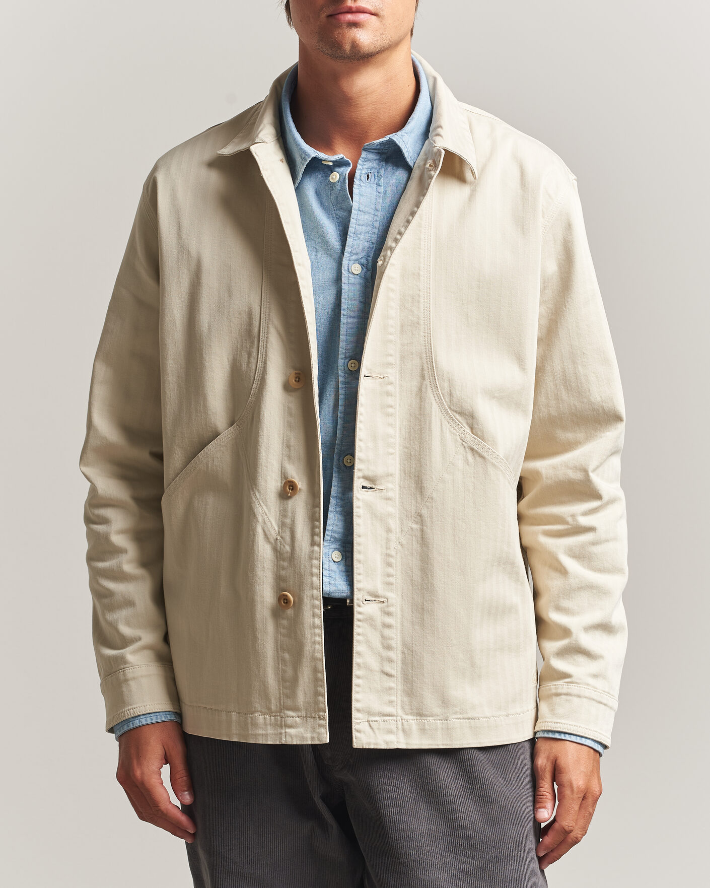 Herren | Hemden | Forét | Berry Herringbone Overshirt Oat