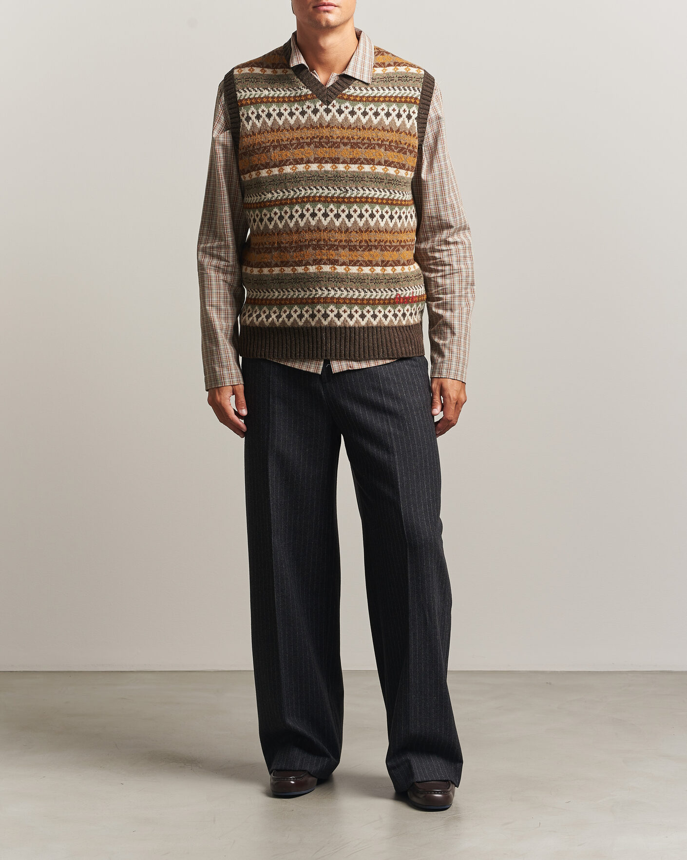 Herren | Pullover | Forét | Fairisle Lambswool Vest Thyme