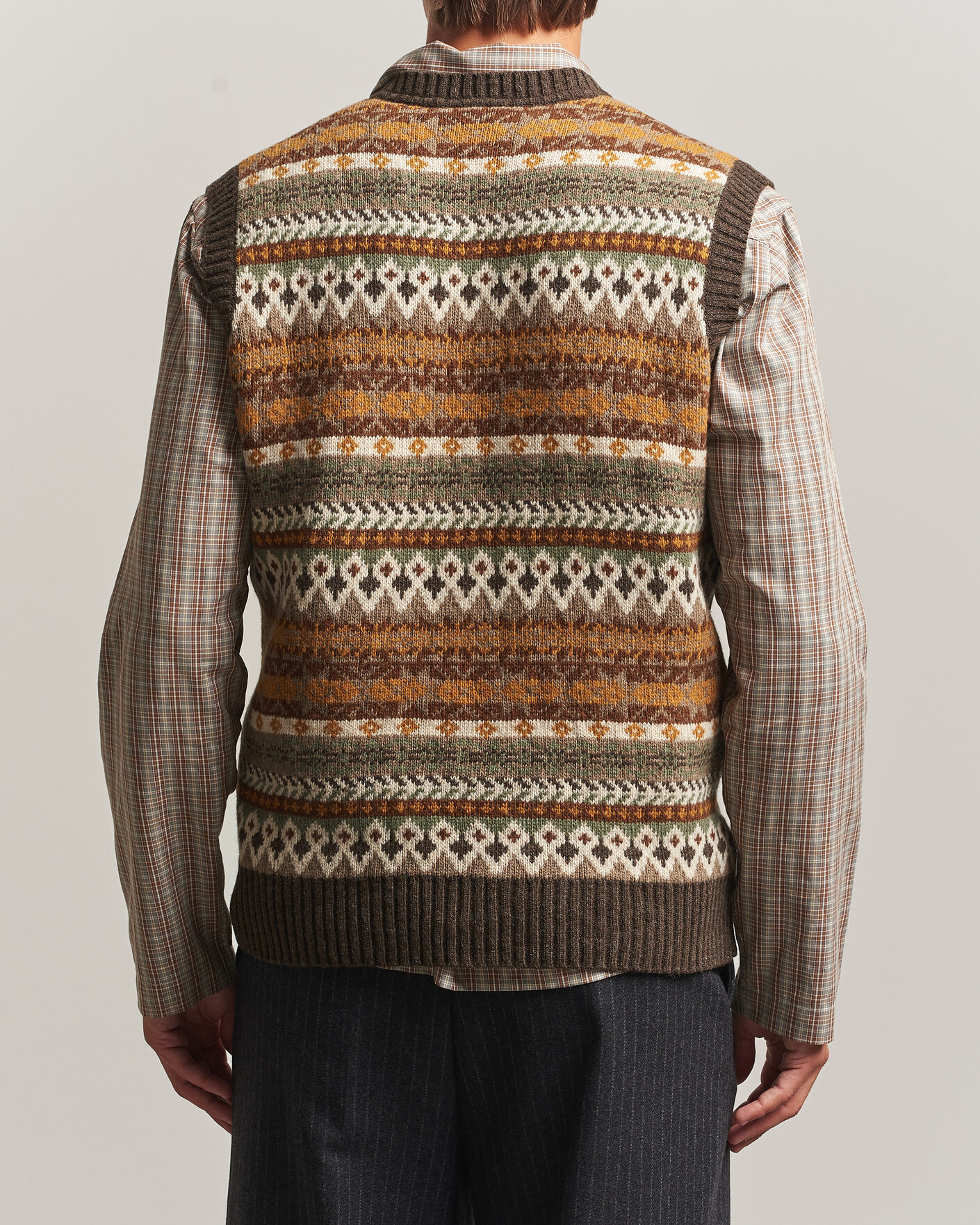 Herren | Pullover | Forét | Fairisle Lambswool Vest Thyme