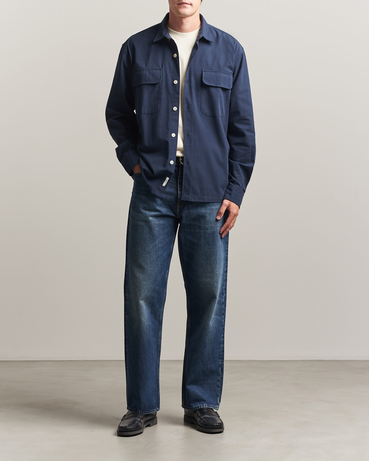 Herren | Hemden | Forét | Lunar Relaxed Fit Textured Overshirt Navy