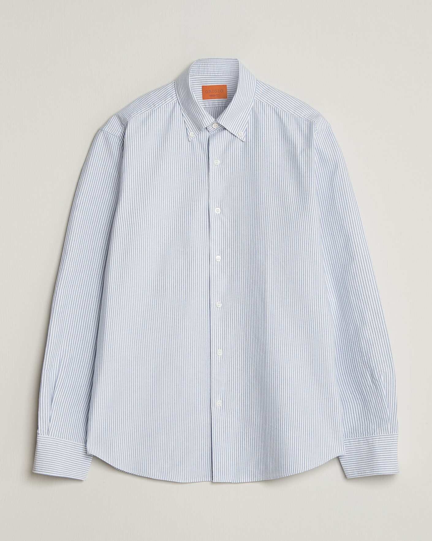 Herren | Hemden | Grigio | Oxford Button Down Shirt Light Blue Stripe
