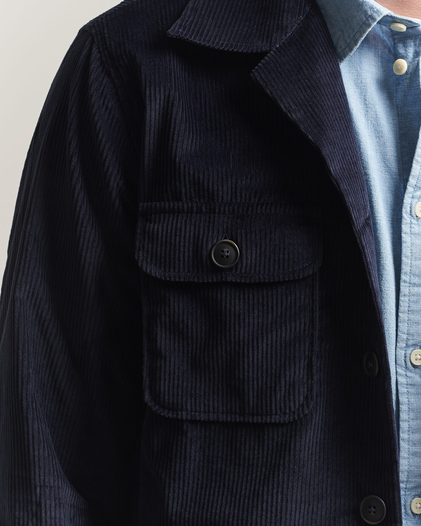 Herren | Hemden | Grigio | Corduroy Overshirt Navy