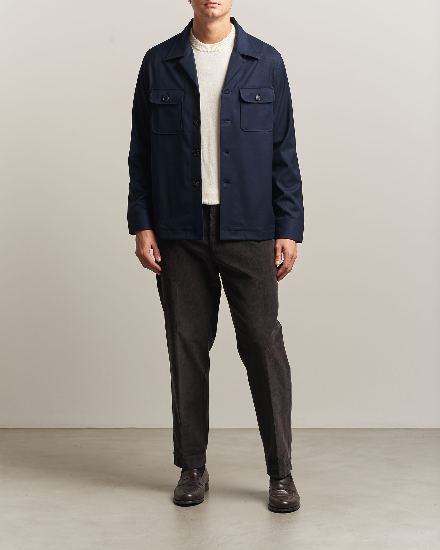 Herren | Hemden | Grigio | Twill Overshirt Navy