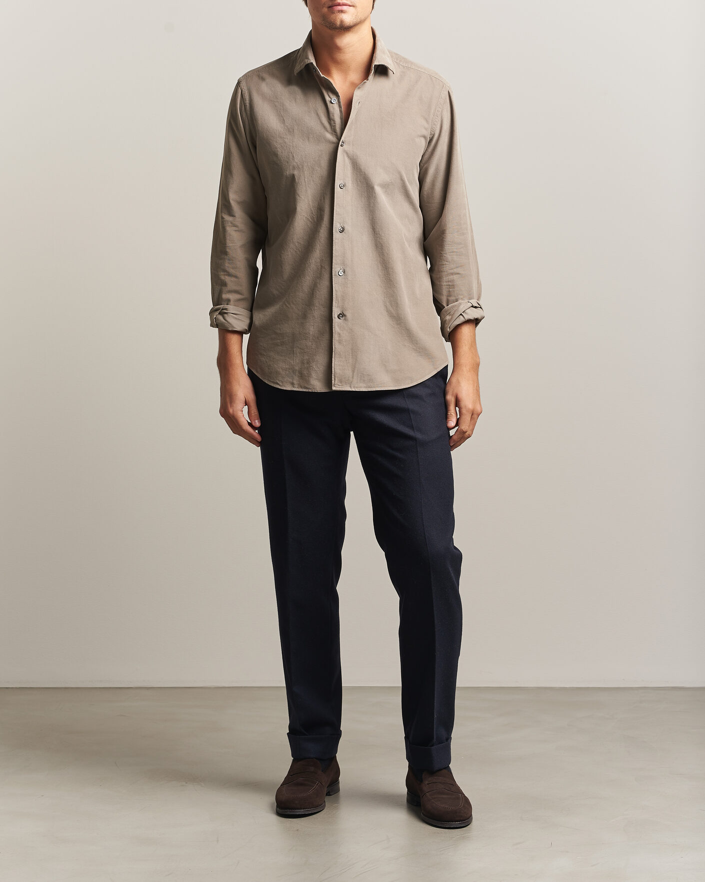Herren | Hemden | Grigio | Corduroy Shirt Beige