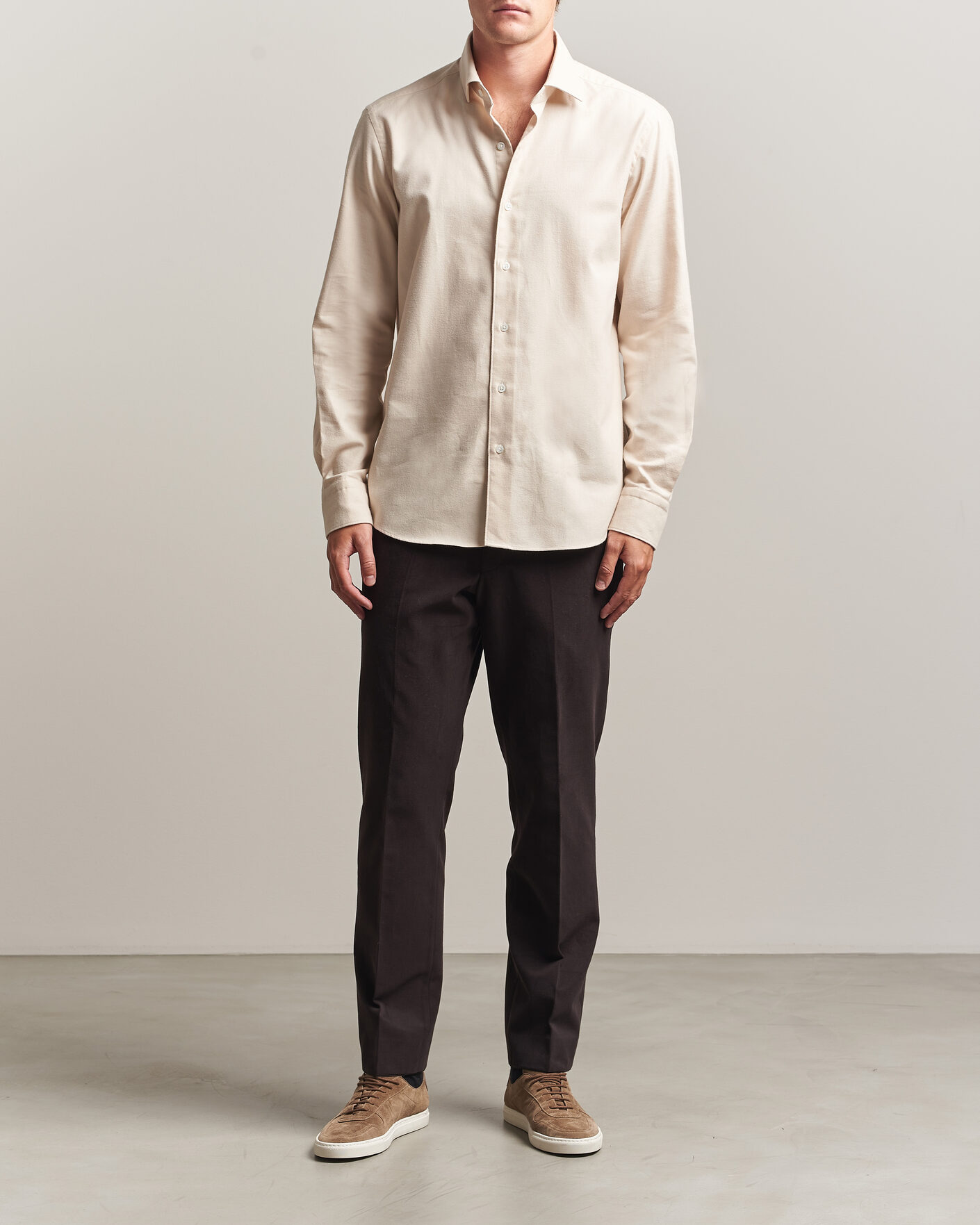 Herren | Hemden | Grigio | Washed Flannel Shirt Off White