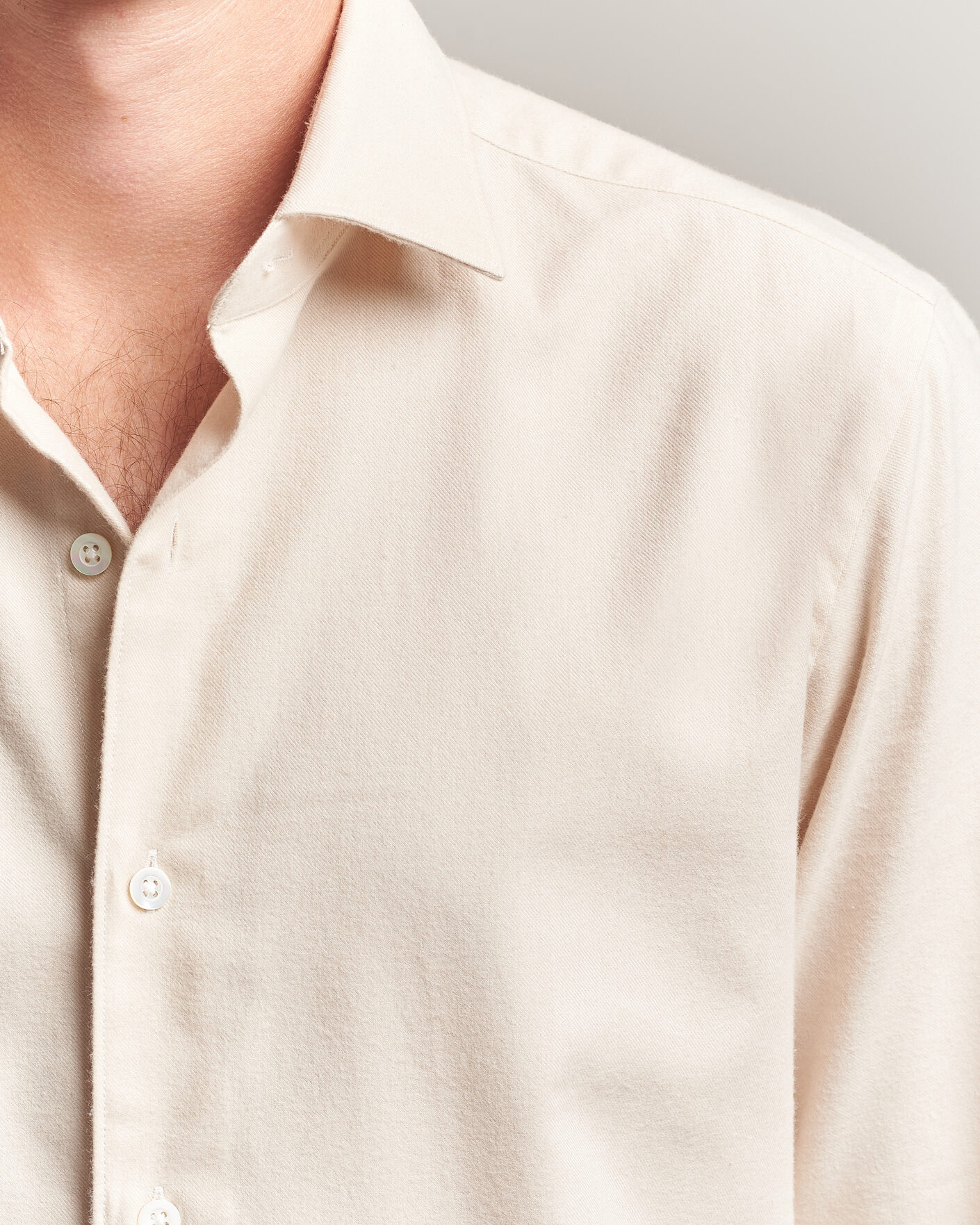Herren | Hemden | Grigio | Washed Flannel Shirt Off White