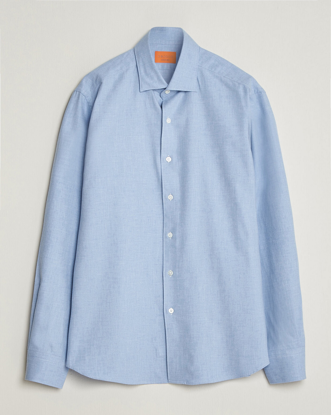 Herren | Hemden | Grigio | Washed Flannel Shirt Light Blue