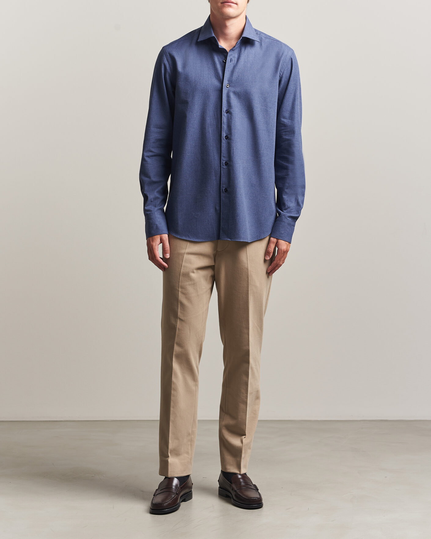 Herren | Hemden | Grigio | Washed Flannel Shirt Navy