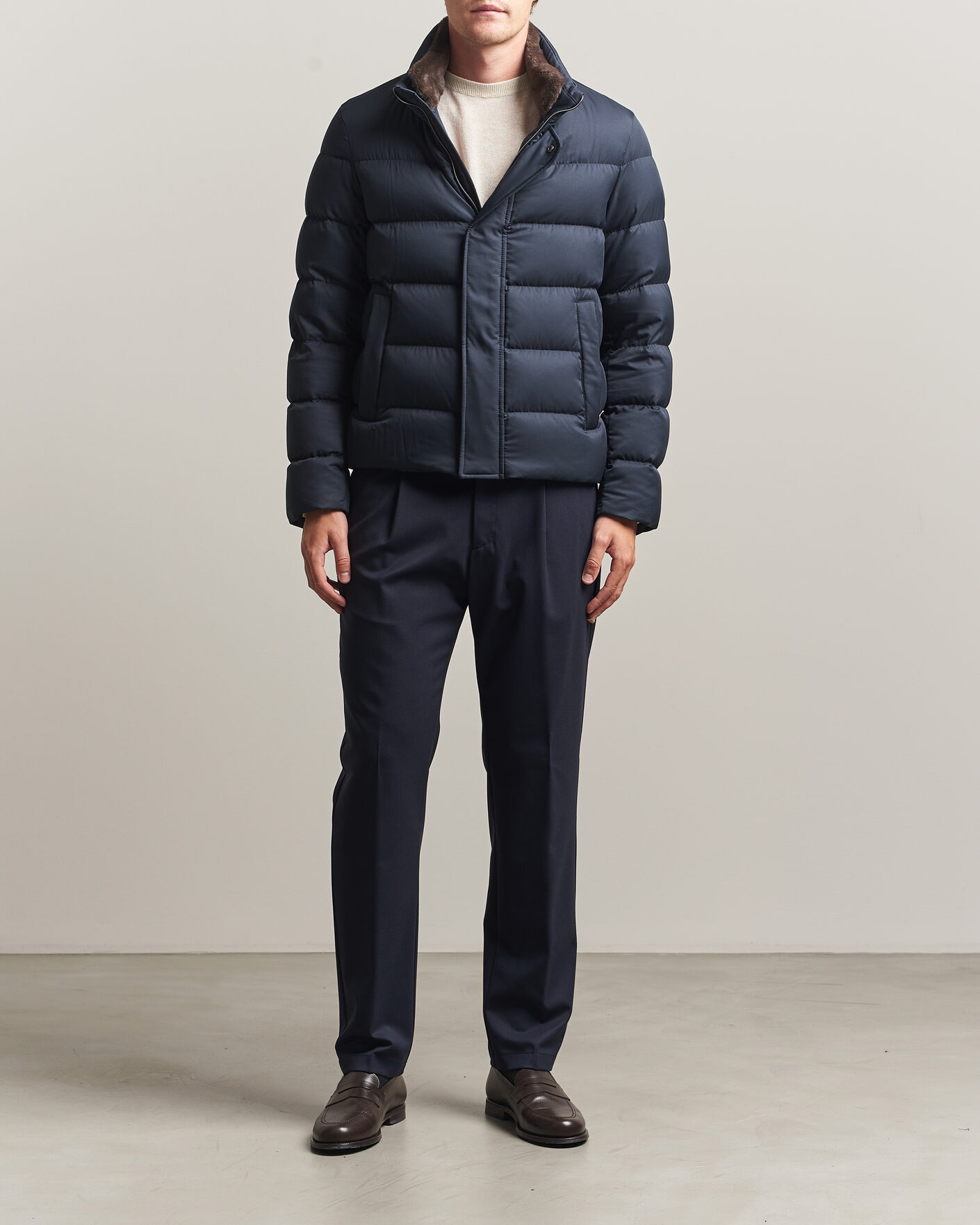 Herren | Jacken | Herno | Faux Fur Down Jacket Navy