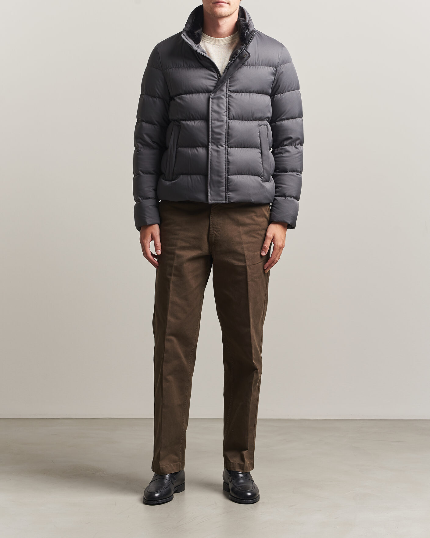 Herren | Jacken | Herno | Faux Fur Down Jacket Dark Grey