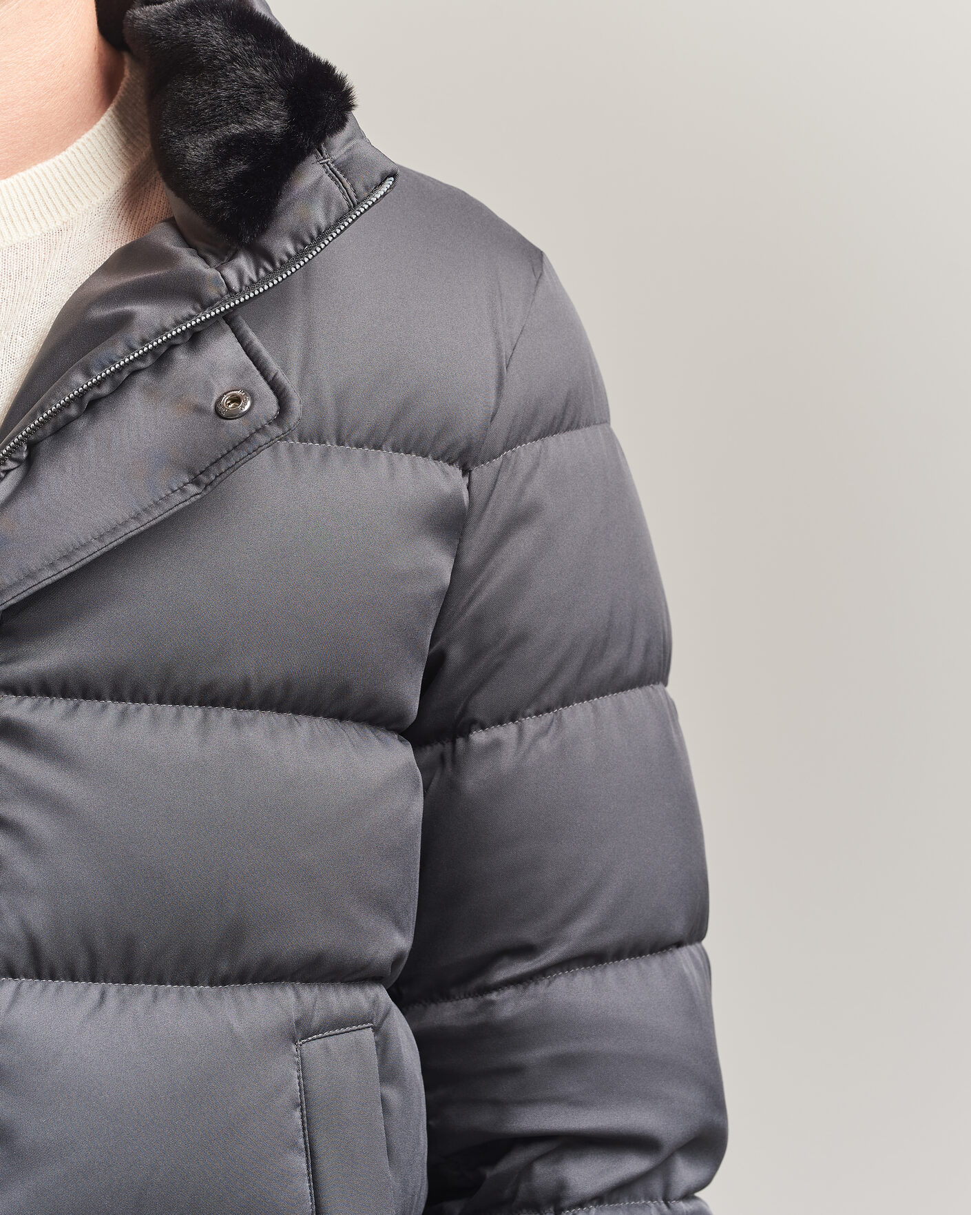 Herren | Jacken | Herno | Faux Fur Down Jacket Dark Grey