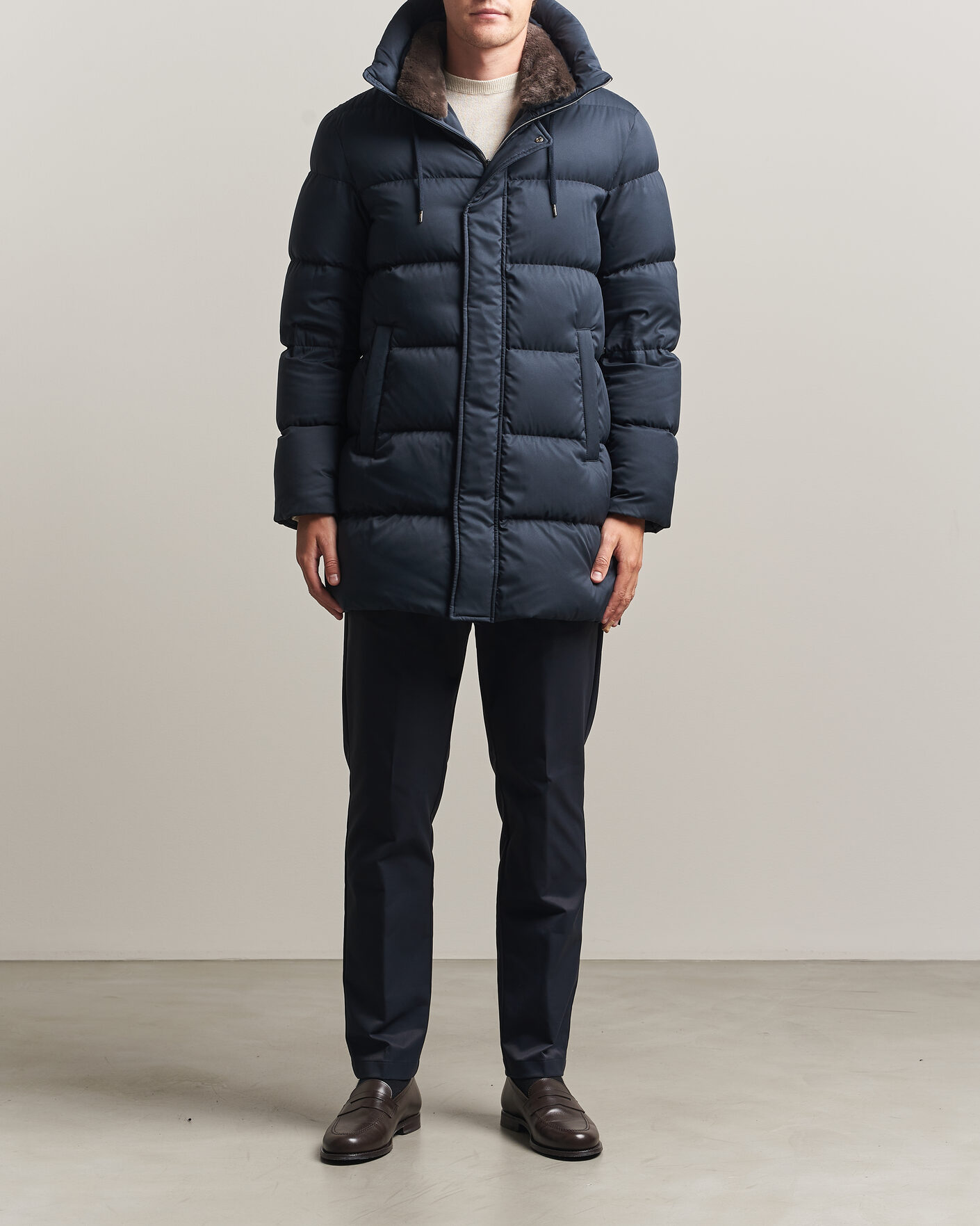 Herren | Jacken | Herno | Faux Fur Down Parka Navy