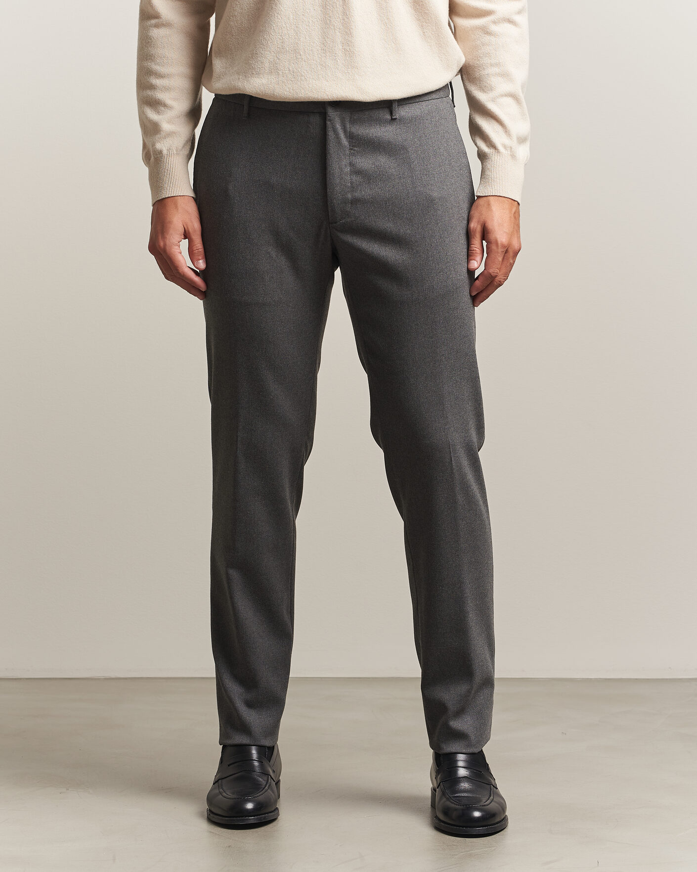 Herren | Hosen | Incotex | Slim Fit Washable Flannel Trousers Grey Melange