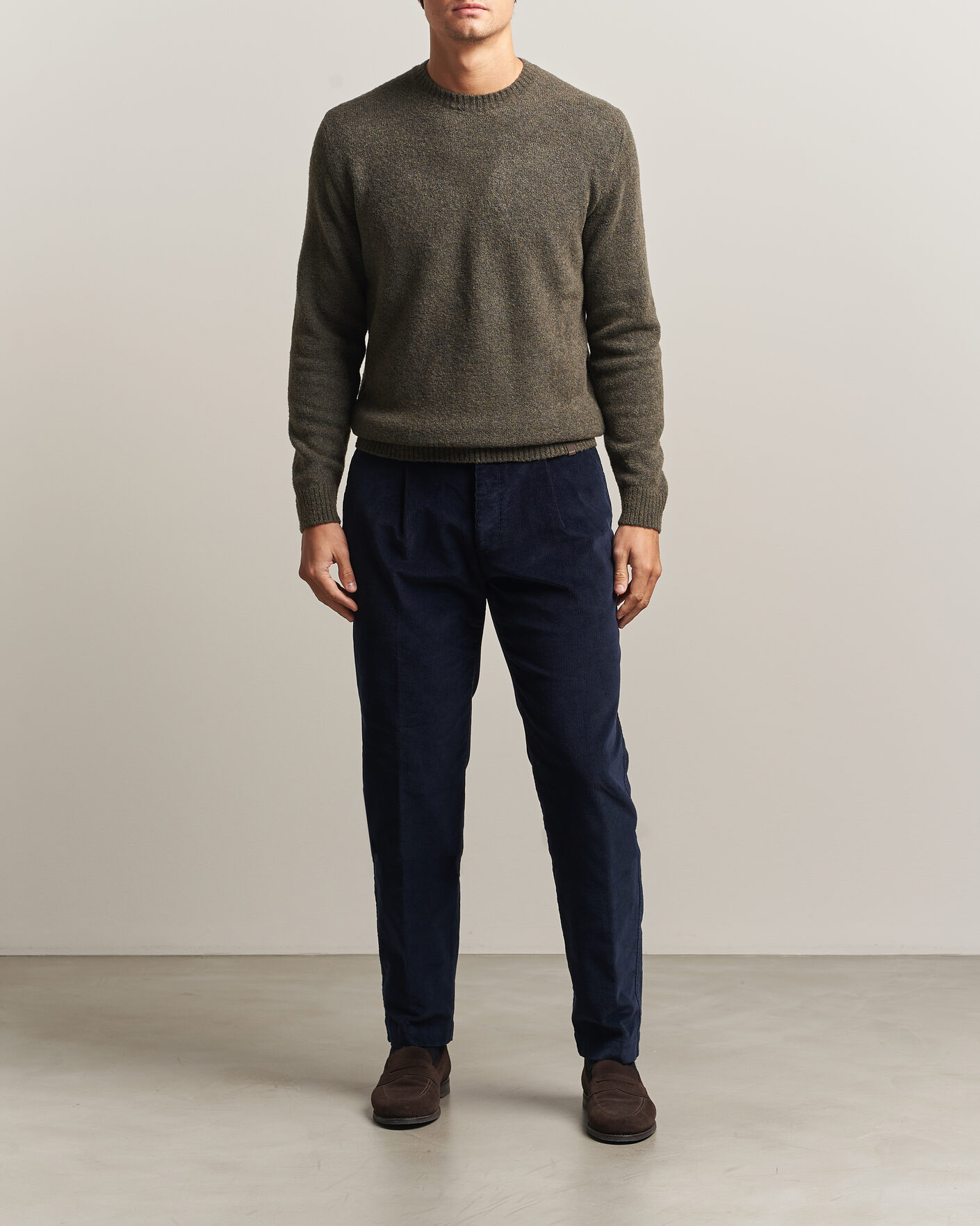 Herren | Hosen | Incotex | Regular Fit Washed Corduroy Slacks Navy